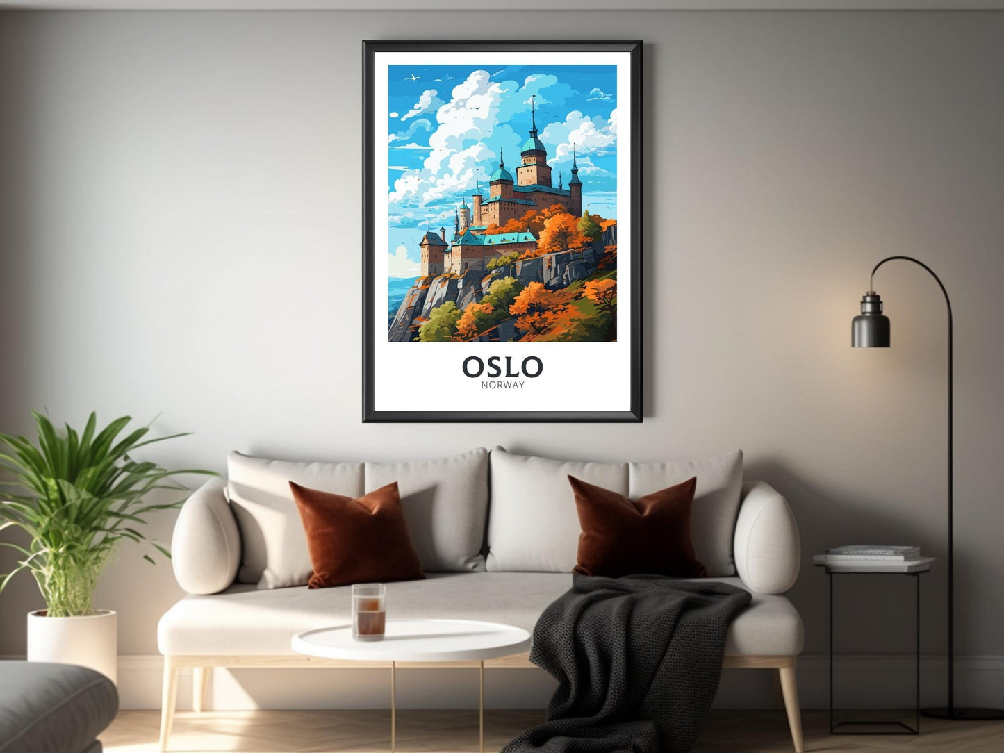 Oslo Poster | Oslo Print | Oslo Norway | Oslo Wall Art | Illustration | Travel Gift | Norway Print | Norway Art | Akershus Fortress ID 575