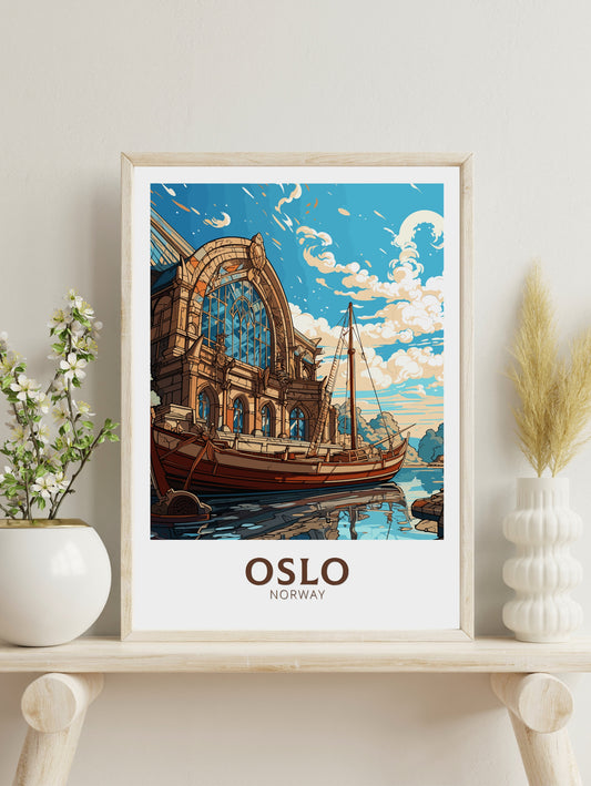 Oslo Norway | Oslo Poster | Oslo Print | Oslo Wall Art | Illustration | Travel Gift | Norway Print | Norway Art | Viking Ship Museum ID 573