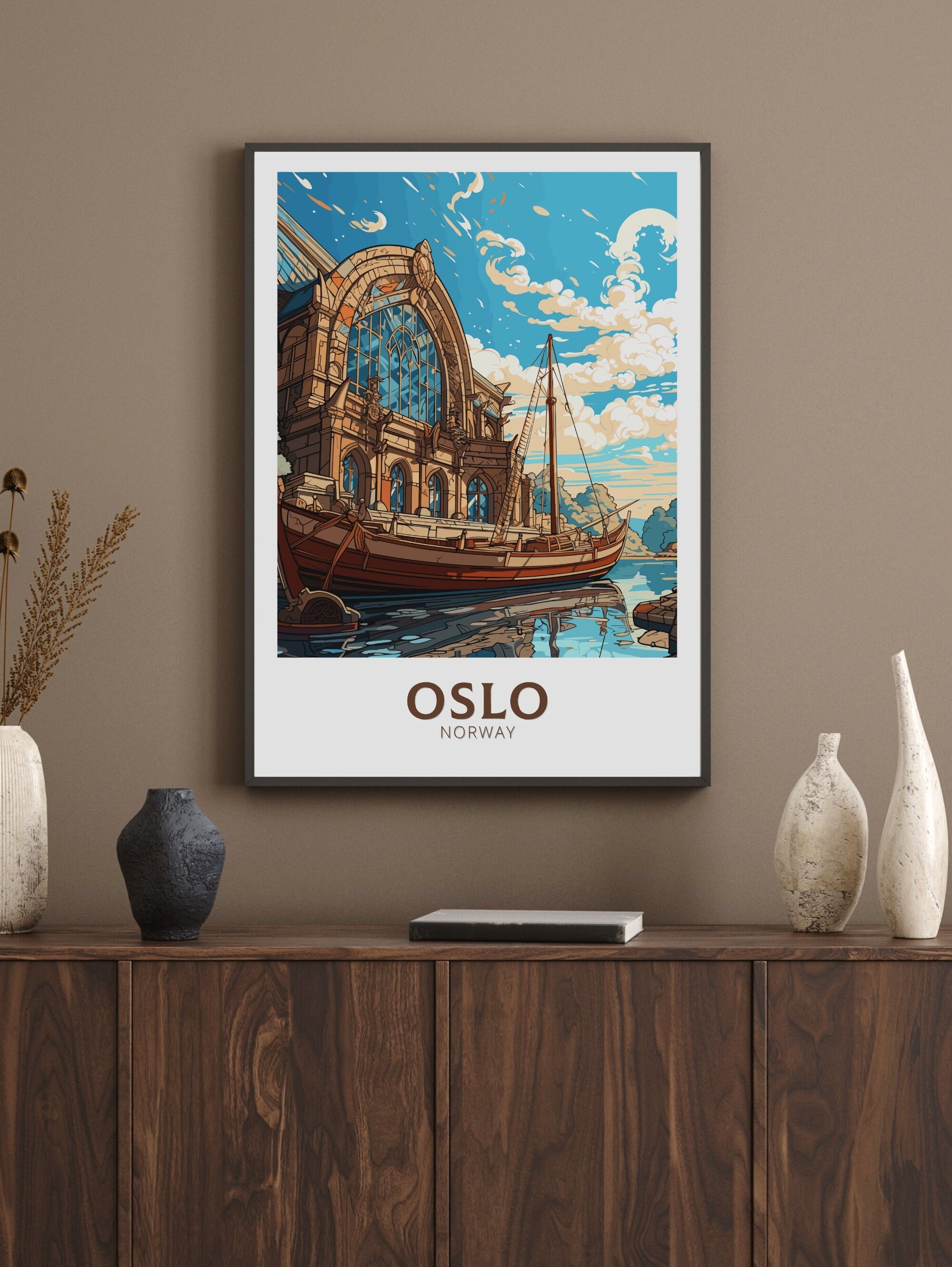 Oslo Norway | Oslo Poster | Oslo Print | Oslo Wall Art | Illustration | Travel Gift | Norway Print | Norway Art | Viking Ship Museum ID 573