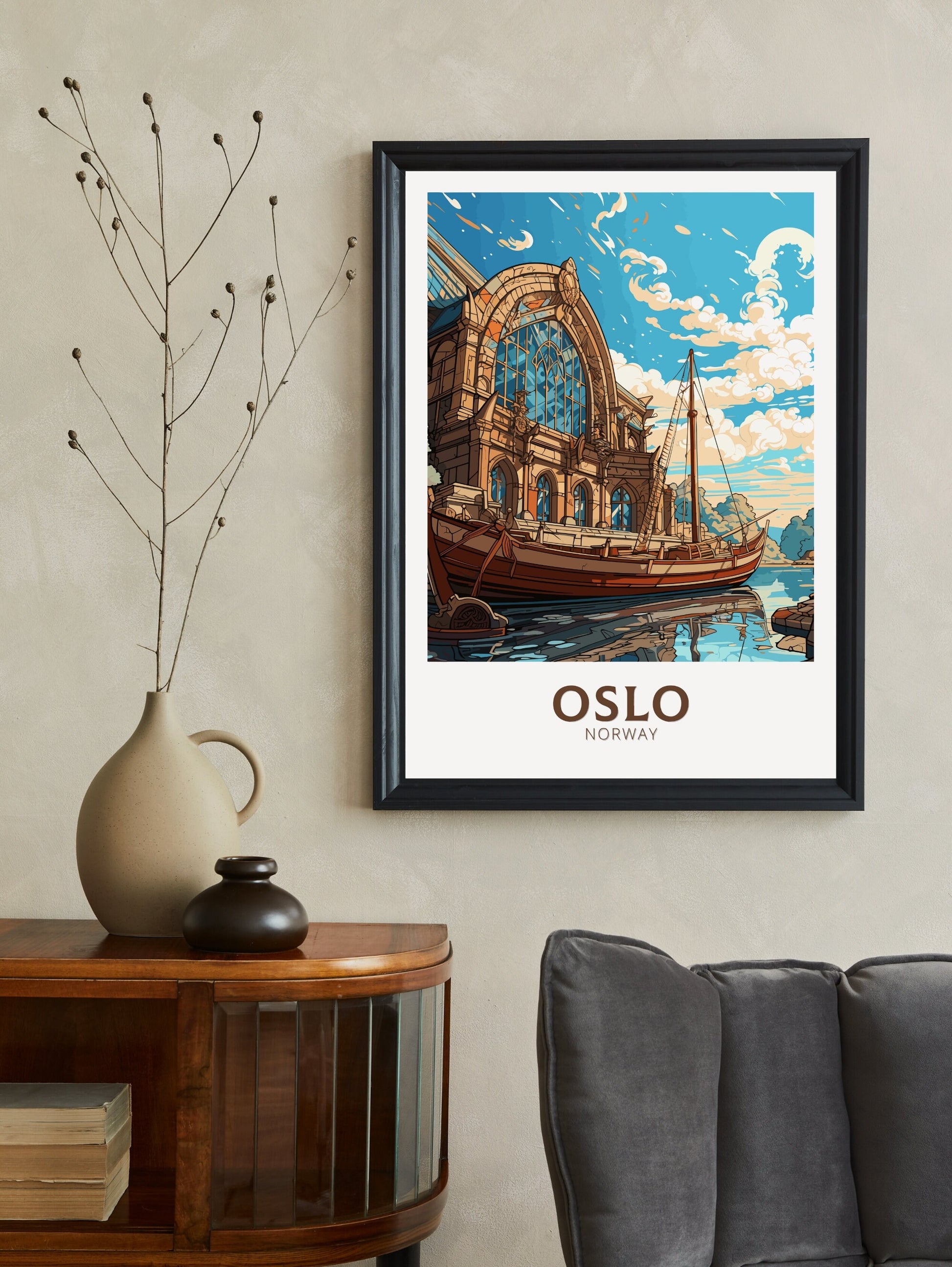 Oslo Norway | Oslo Poster | Oslo Print | Oslo Wall Art | Illustration | Travel Gift | Norway Print | Norway Art | Viking Ship Museum ID 573