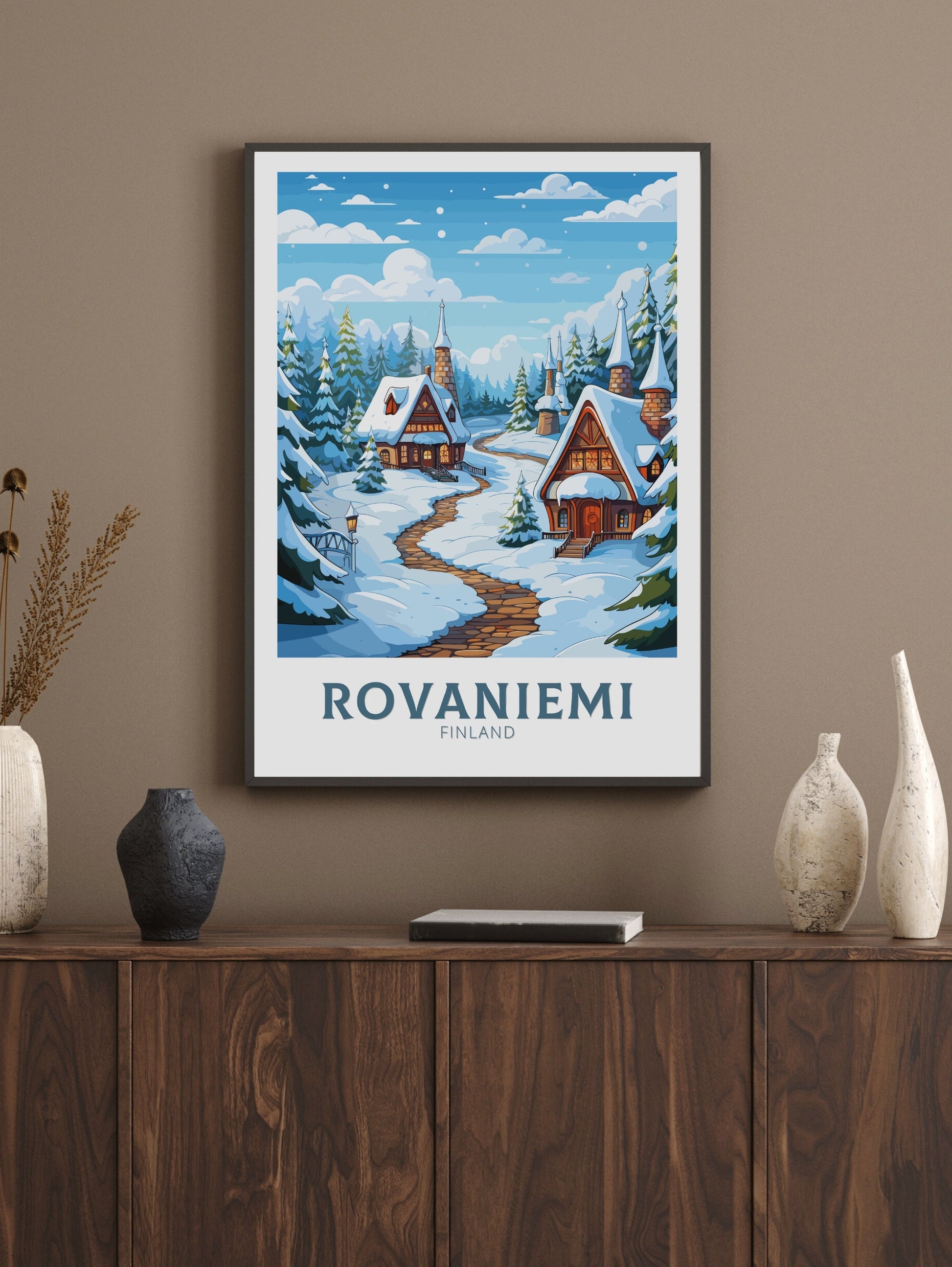 Rovaniemi Poster | Rovaniemi Travel Print | Rovaniemi Print | Rovaniemi Illustration | Finland Poster | Santa Claus Village, Finland ID 569