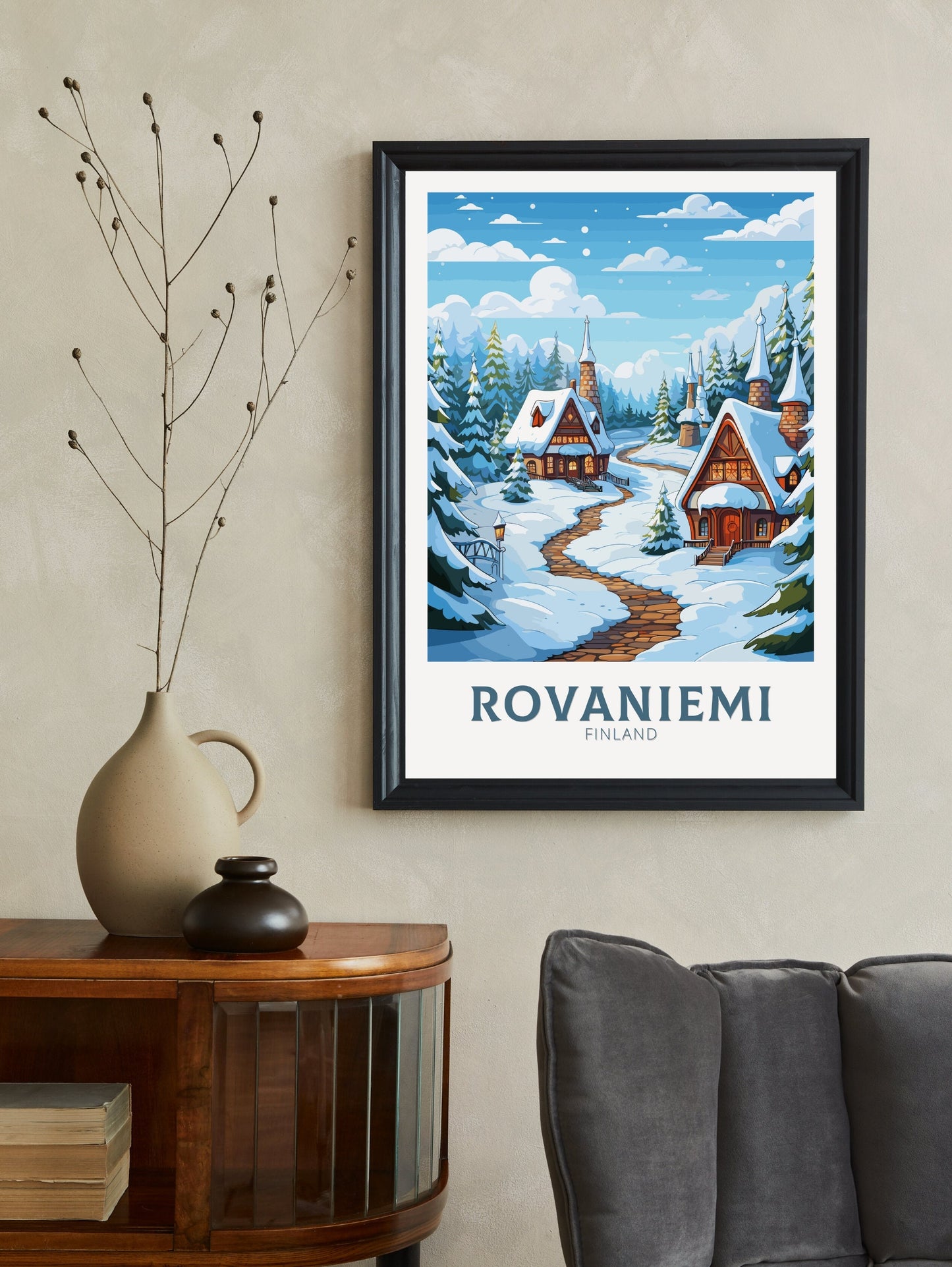 Rovaniemi Poster | Rovaniemi Travel Print | Rovaniemi Print | Rovaniemi Illustration | Finland Poster | Santa Claus Village, Finland ID 569