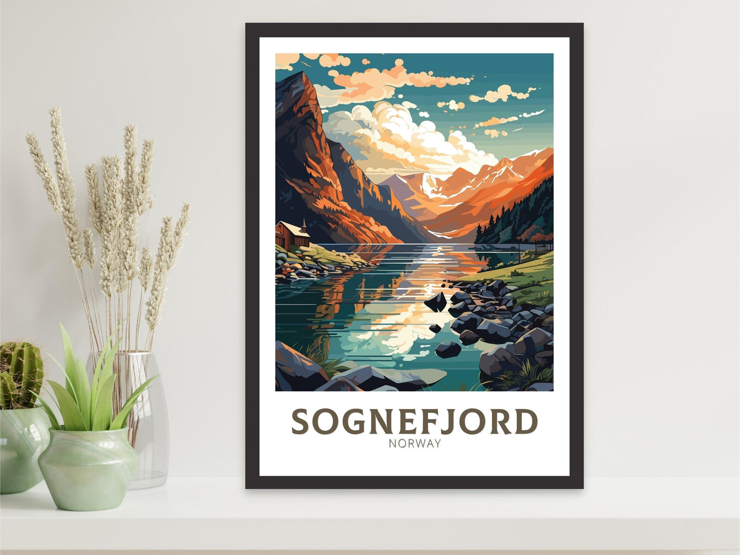 Sognefjord Travel Poster | Sognefjord Travel Print | Norway Poster | Sognefjord Wall Art | Sognefjord Print | Norway Fjords | ID 571