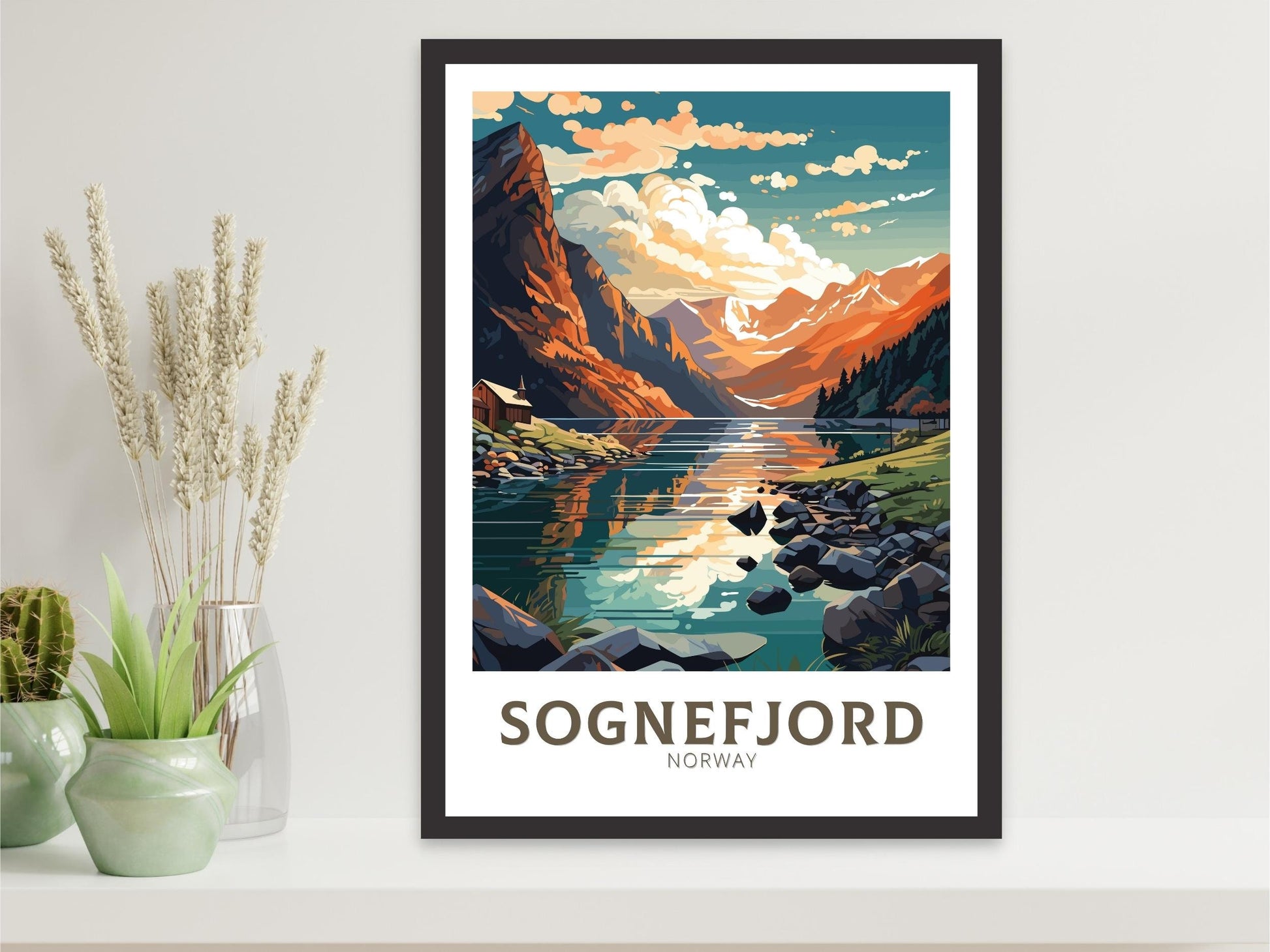 Sognefjord Travel Poster | Sognefjord Travel Print | Norway Poster | Sognefjord Wall Art | Sognefjord Print | Norway Fjords | ID 571