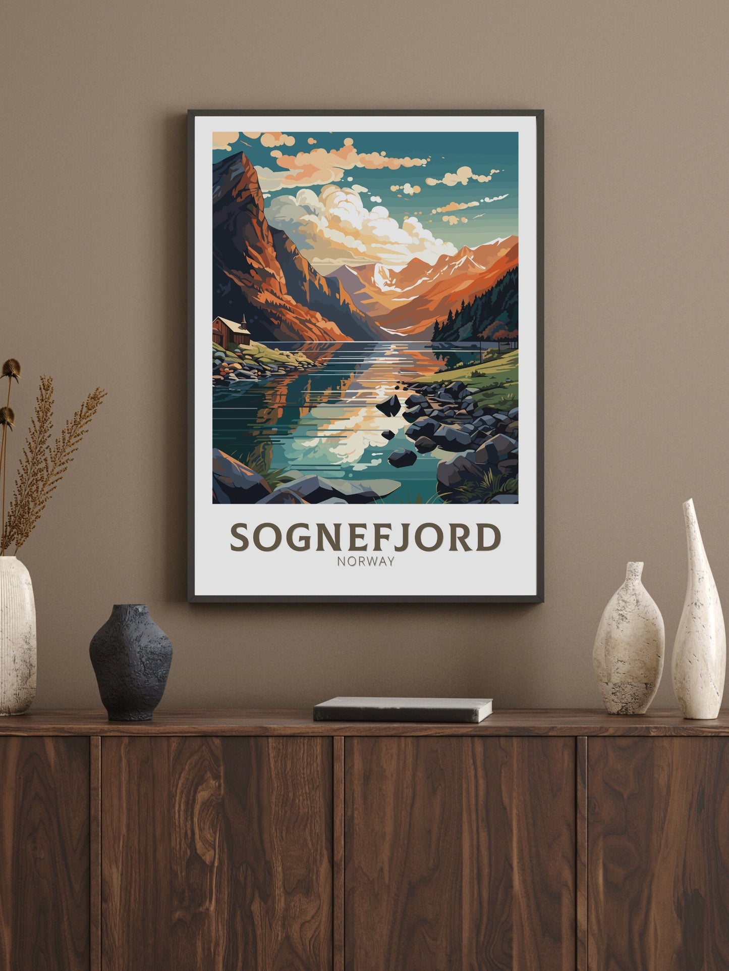 Sognefjord Travel Poster | Sognefjord Travel Print | Norway Poster | Sognefjord Wall Art | Sognefjord Print | Norway Fjords | ID 571