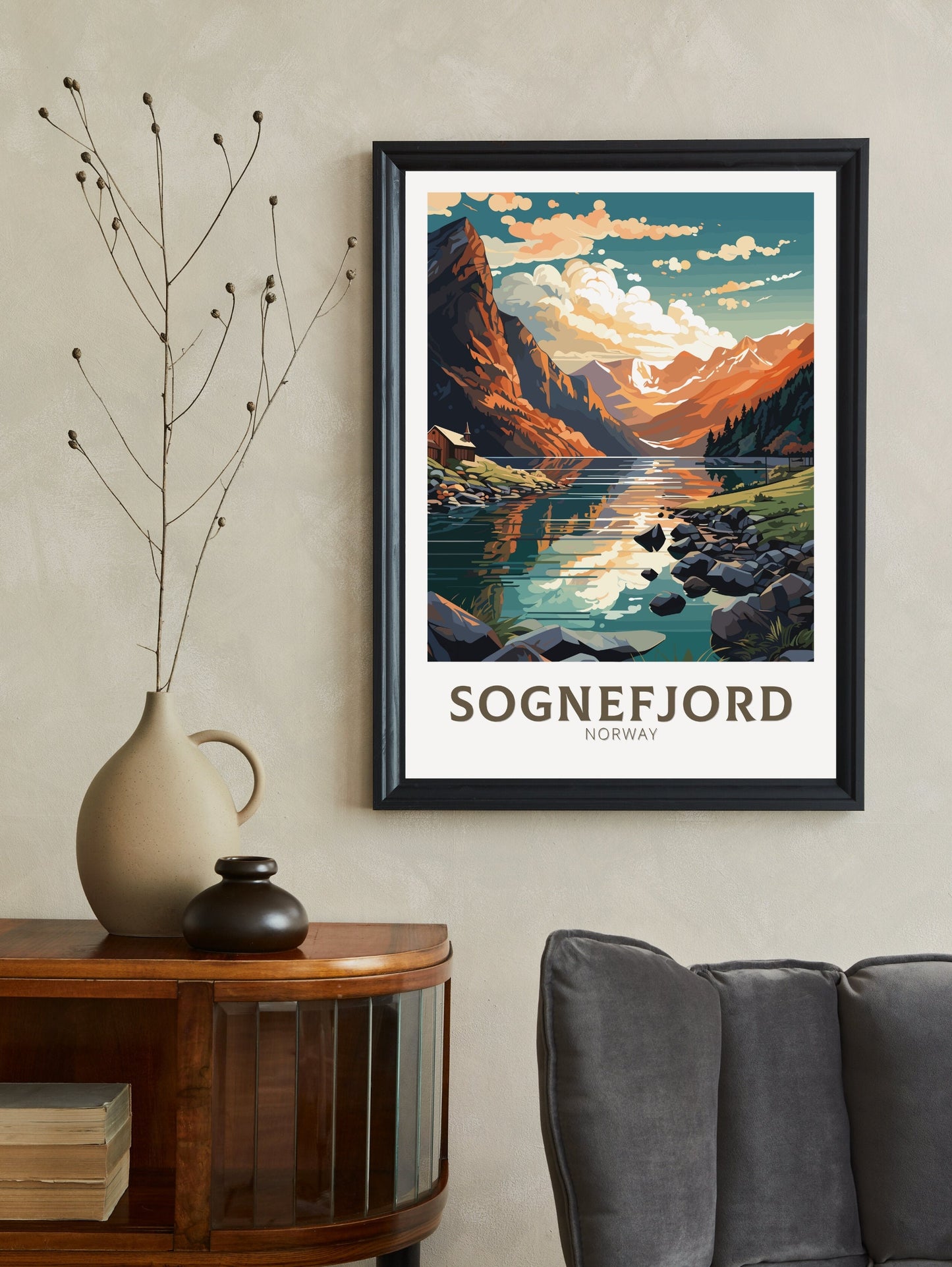 Sognefjord Travel Poster | Sognefjord Travel Print | Norway Poster | Sognefjord Wall Art | Sognefjord Print | Norway Fjords | ID 571