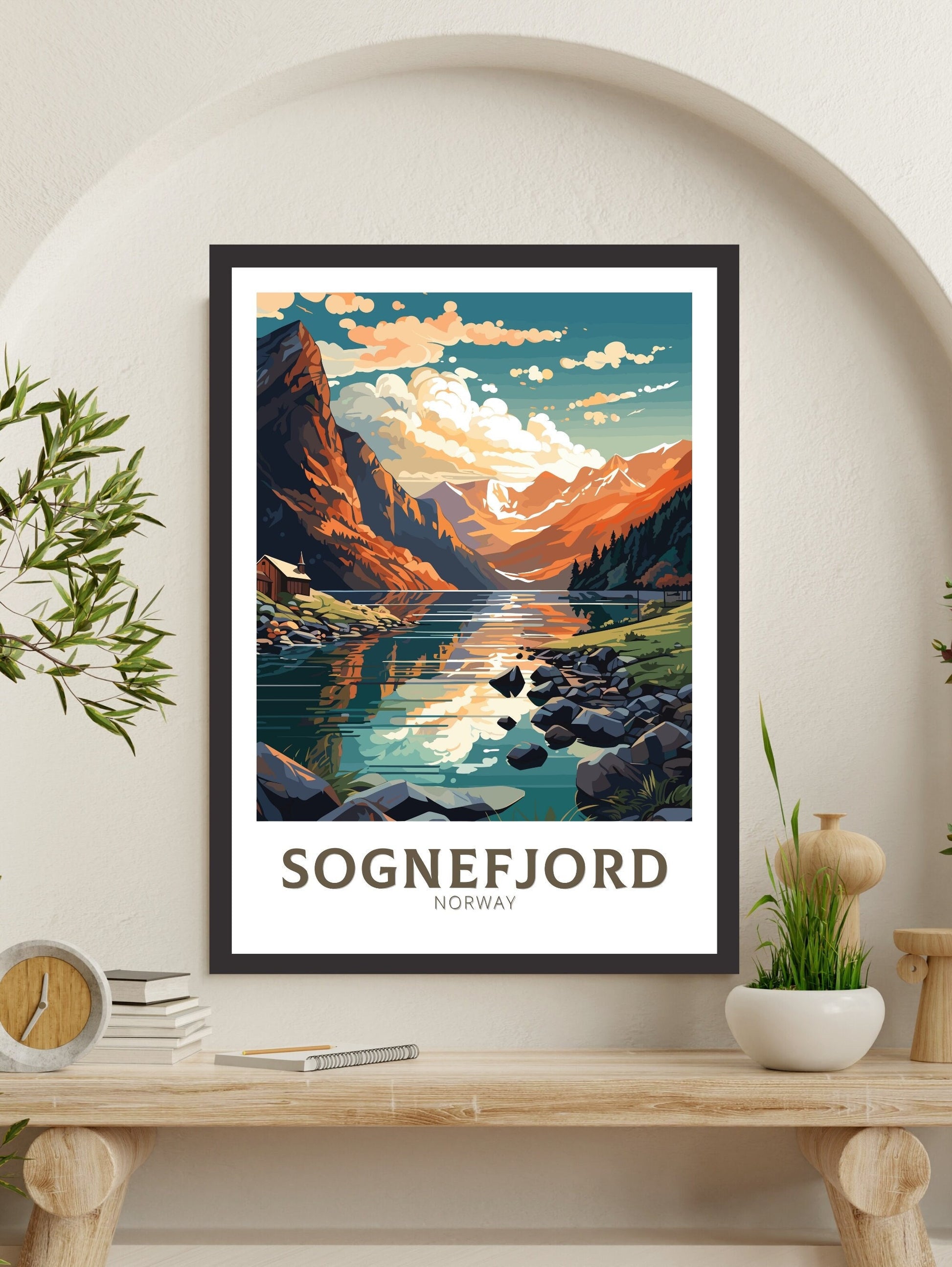 Sognefjord Travel Poster | Sognefjord Travel Print | Norway Poster | Sognefjord Wall Art | Sognefjord Print | Norway Fjords | ID 571