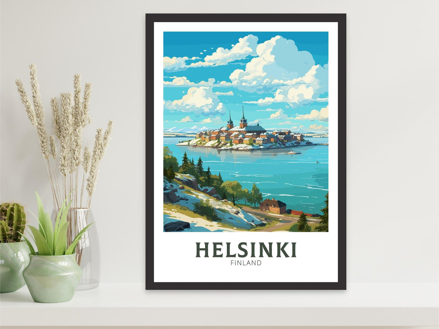 Helsinki Print | Helsinki Poster | Helsinki Art | Helsinki Travel Art | Helsinki Illustration | Finland Print | Suomenlinna fortress ID 579