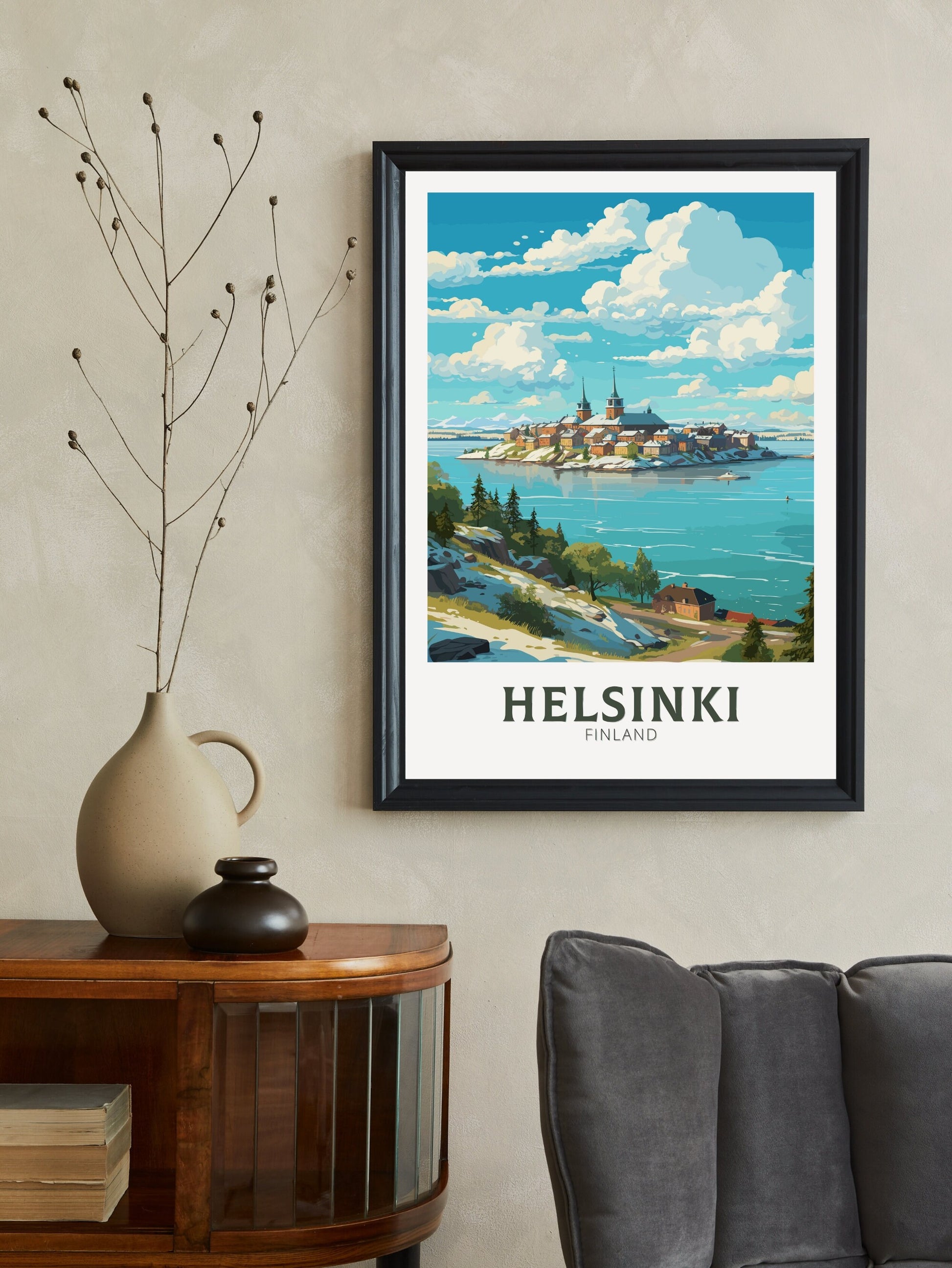 Helsinki Print | Helsinki Poster | Helsinki Art | Helsinki Travel Art | Helsinki Illustration | Finland Print | Suomenlinna fortress ID 579