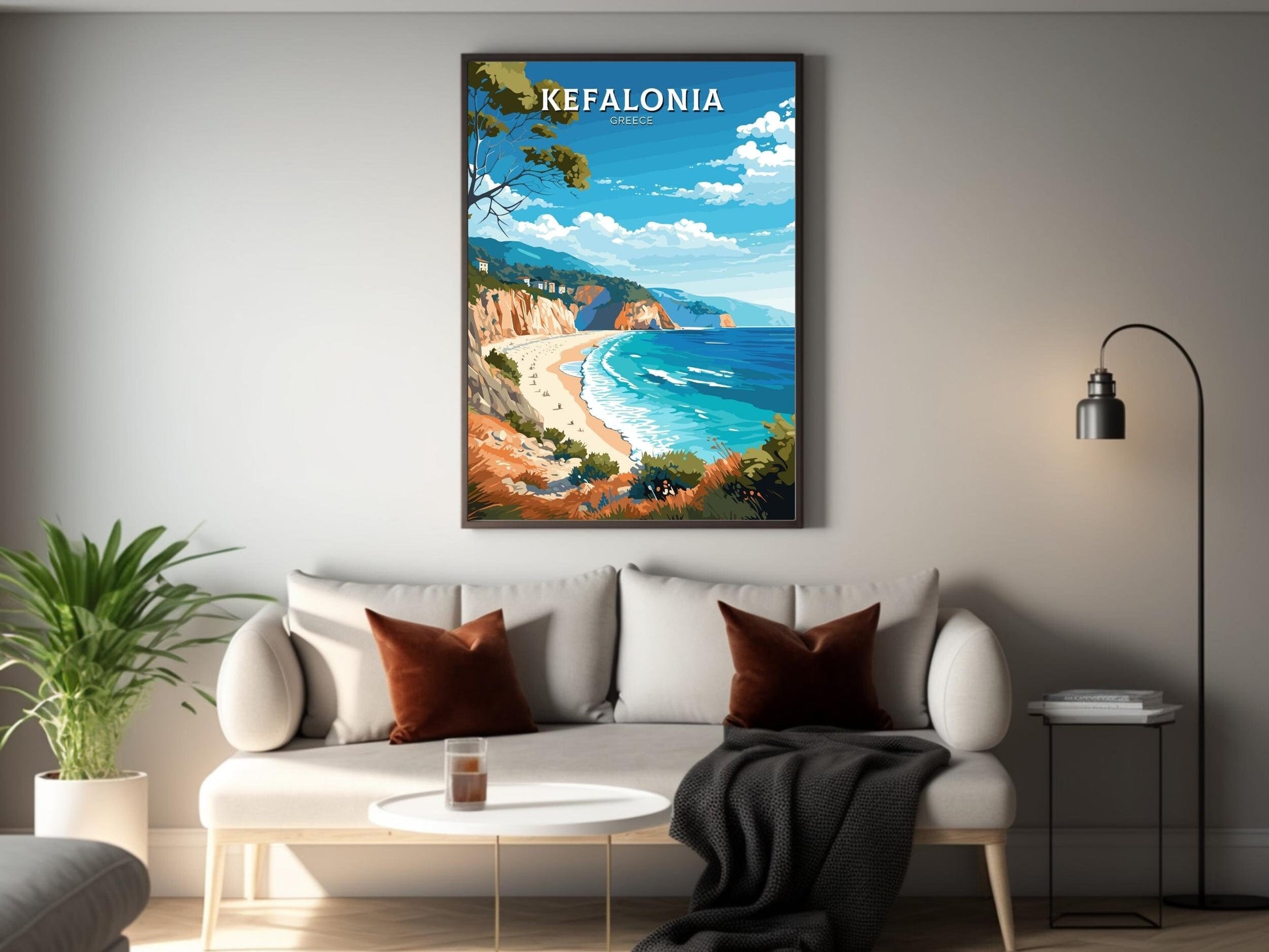 Kefalonia Print | Kefalonia Travel Poster | Illustration | Greece Print | Greece Home Décor | Kefalonia Art | Greece poster | ID 584