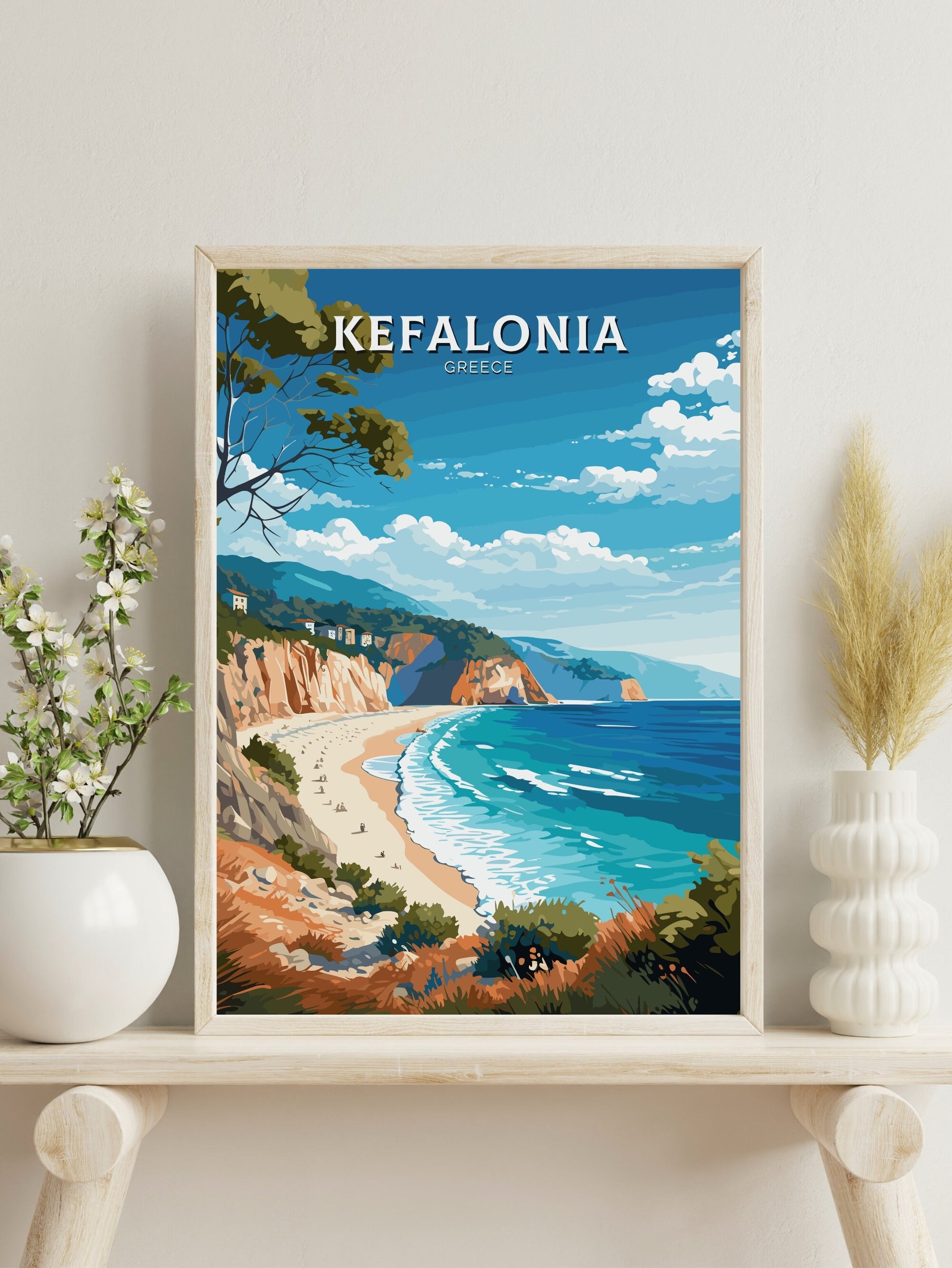 Kefalonia Print | Kefalonia Travel Poster | Illustration | Greece Print | Greece Home Décor | Kefalonia Art | Greece poster | ID 584