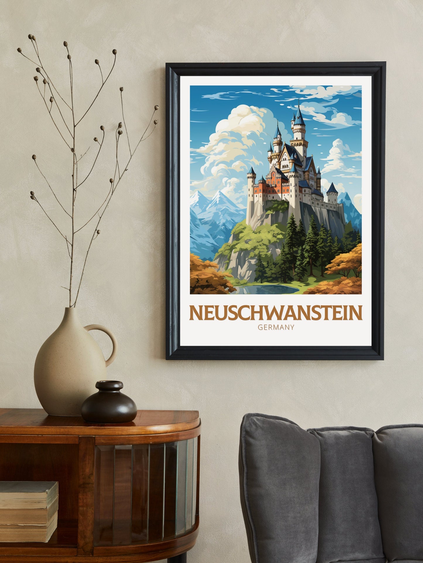 Neuschwanstein Travel Poster | Neuschwanstein Illustration | Neuschwanstein Wall Art | Germany Poster | Neuschwanstein Poster | ID 620