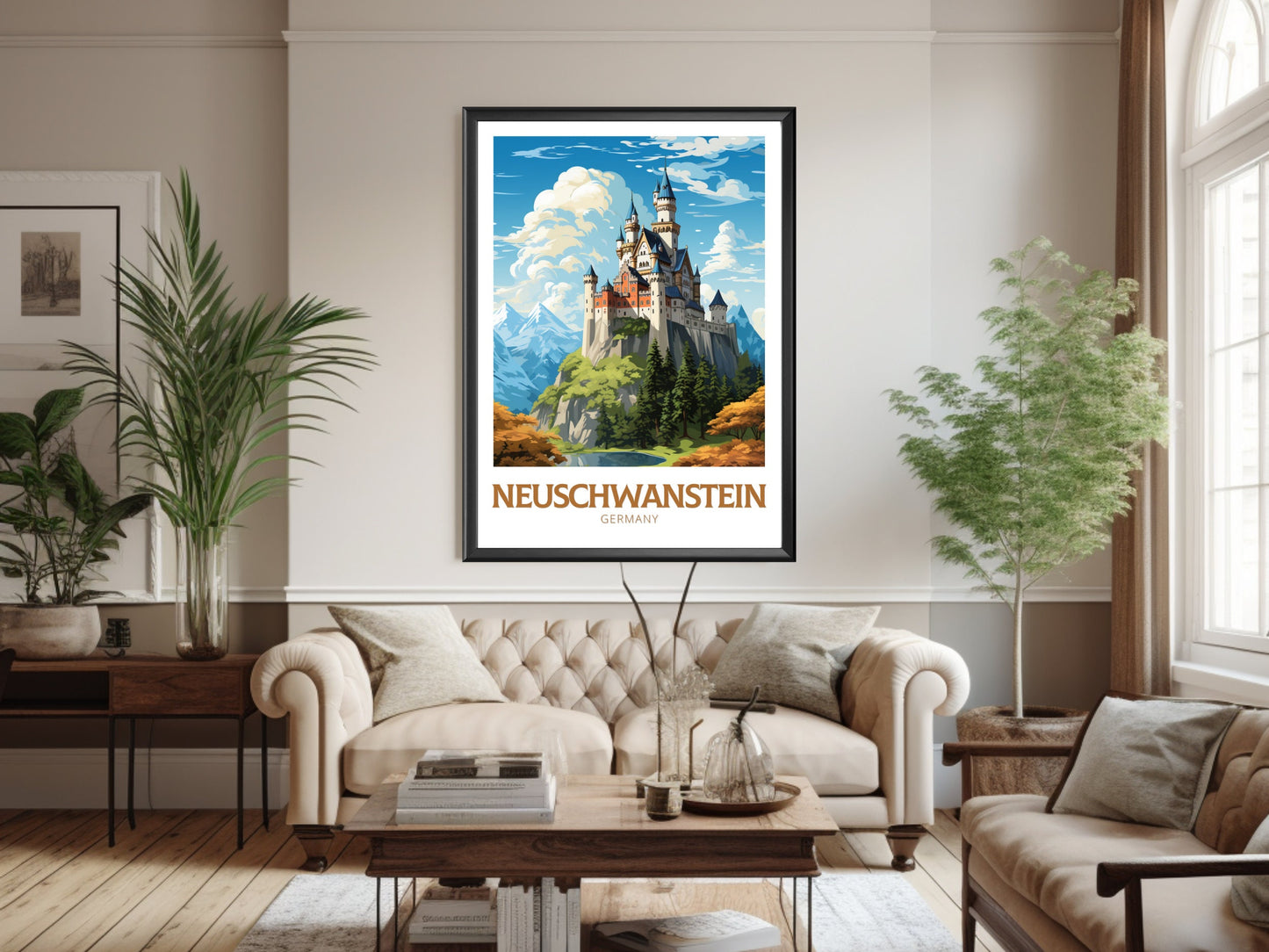 Neuschwanstein Travel Poster | Neuschwanstein Illustration | Neuschwanstein Wall Art | Germany Poster | Neuschwanstein Poster | ID 620