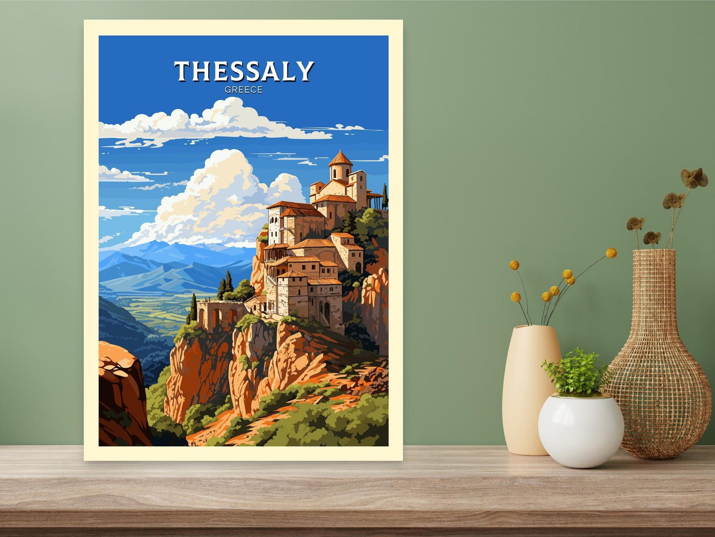 Thessaly Print | Thessaly Travel Poster | Thessaly Illustration | Greece Print | Greece Home Décor | Thessaly Art | Greece poster ID 588