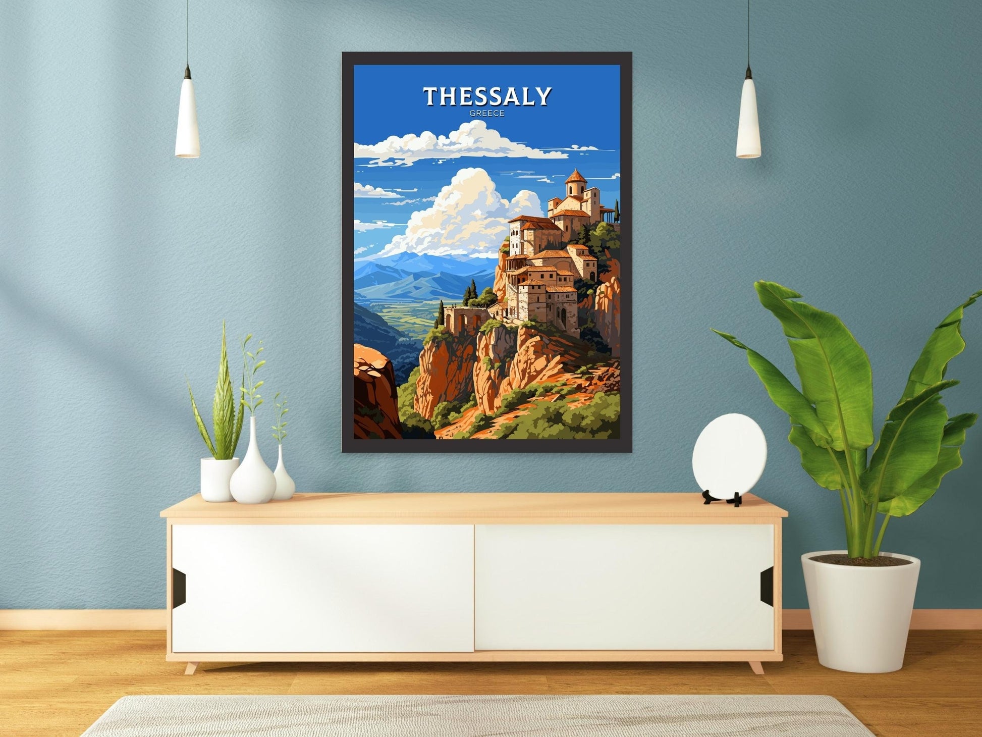 Thessaly Print | Thessaly Travel Poster | Thessaly Illustration | Greece Print | Greece Home Décor | Thessaly Art | Greece poster ID 588