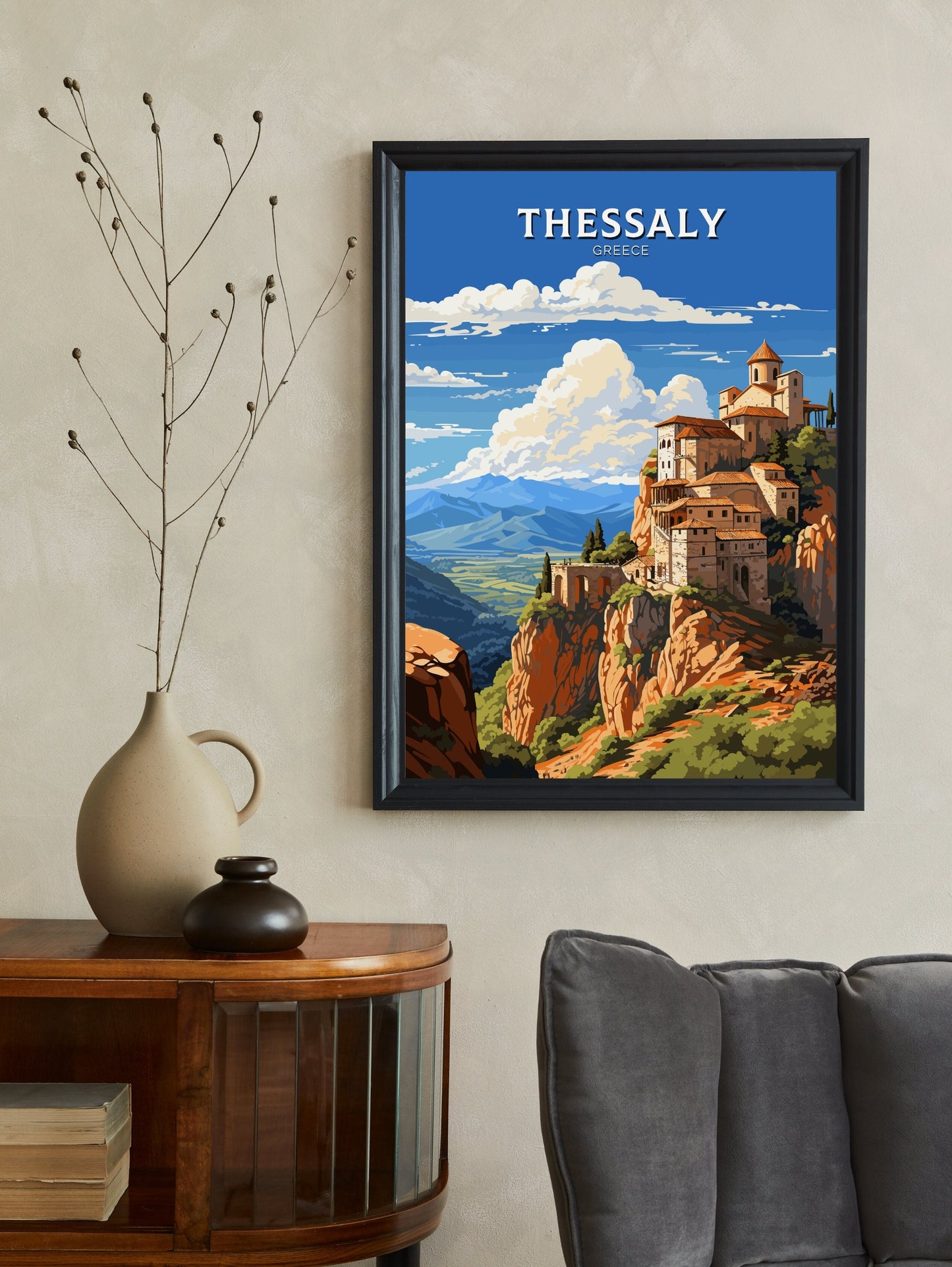 Thessaly Print | Thessaly Travel Poster | Thessaly Illustration | Greece Print | Greece Home Décor | Thessaly Art | Greece poster ID 588