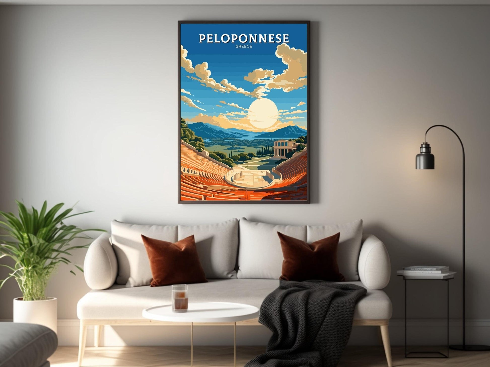 Peloponnese Print | Peloponnese Travel Poster | Illustration | Greece Print | Greece Home Décor | Peloponnese Art | Epidaurus Theatre ID 590