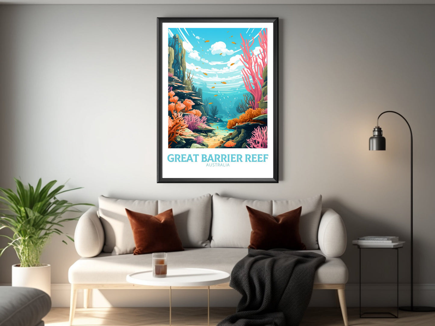 Great Barrier Reef Travel Print | Barrier Reef Poster | Reef Illustration | Australia Poster | Australia Print | Queensland Print | ID 624