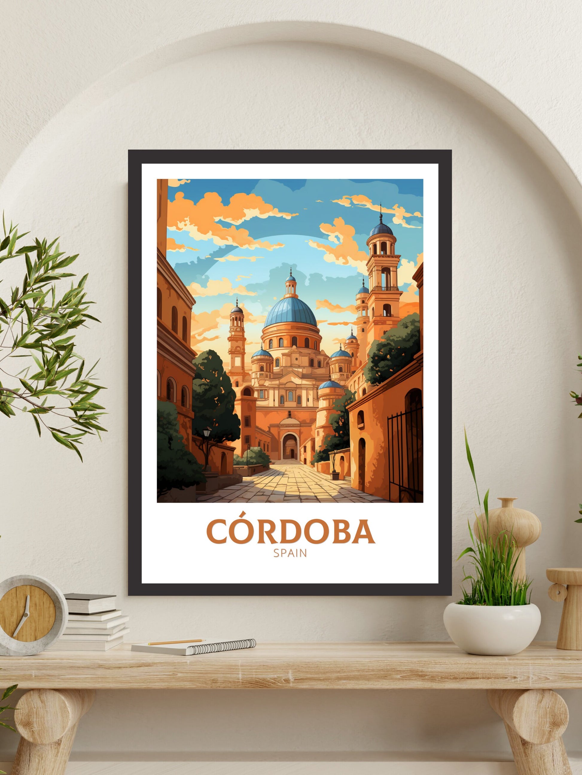 Cordoba Poster | Cordoba Travel Print | Cordoba Illustration | Cordoba Wall Art | Spain Poster | Cordoba Spain Painting | ID 625