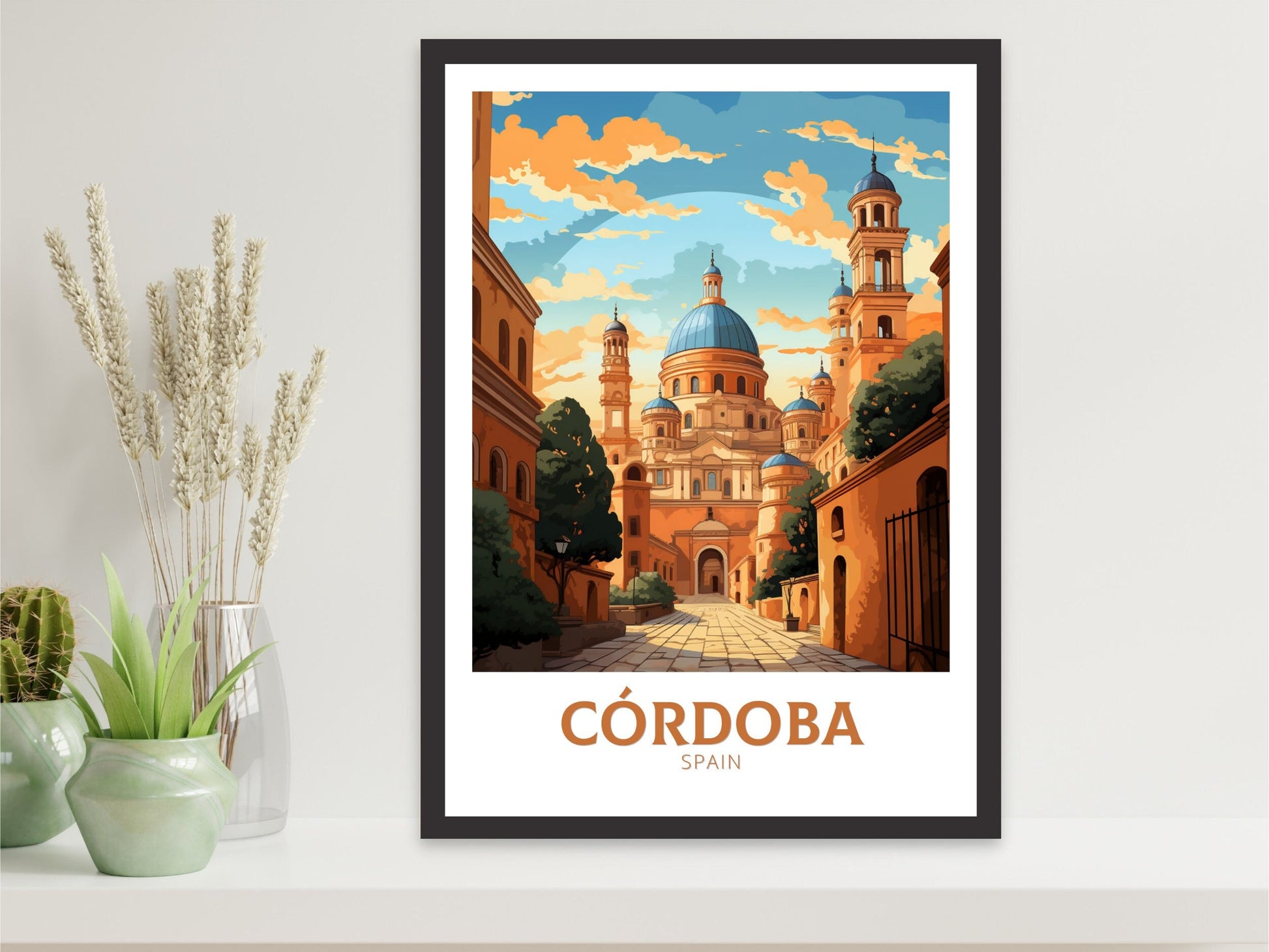 Cordoba Poster | Cordoba Travel Print | Cordoba Illustration | Cordoba Wall Art | Spain Poster | Cordoba Spain Painting | ID 625