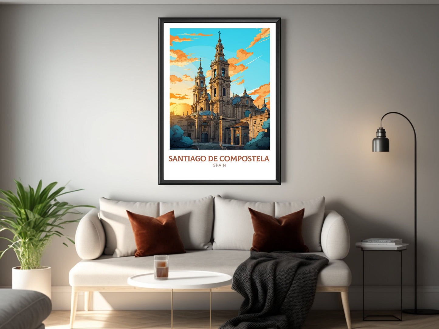 Santiago de Compostela Poster | Santiago de Compostela pilgrimage | Compostela Cathedral | Spain Poster | Compostela Spain Painting | ID 627