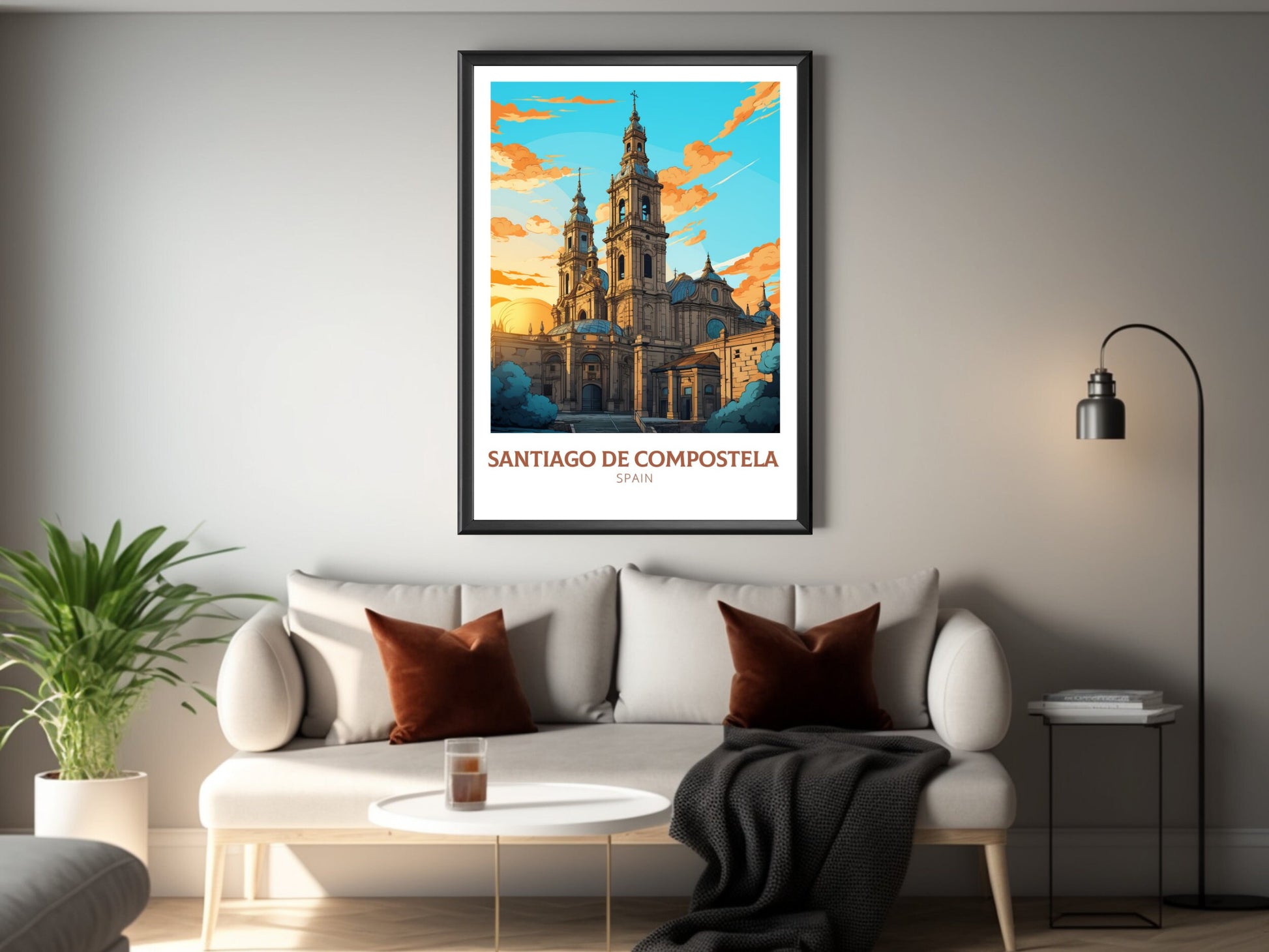 Santiago de Compostela Poster | Santiago de Compostela pilgrimage | Compostela Cathedral | Spain Poster | Compostela Spain Painting | ID 627