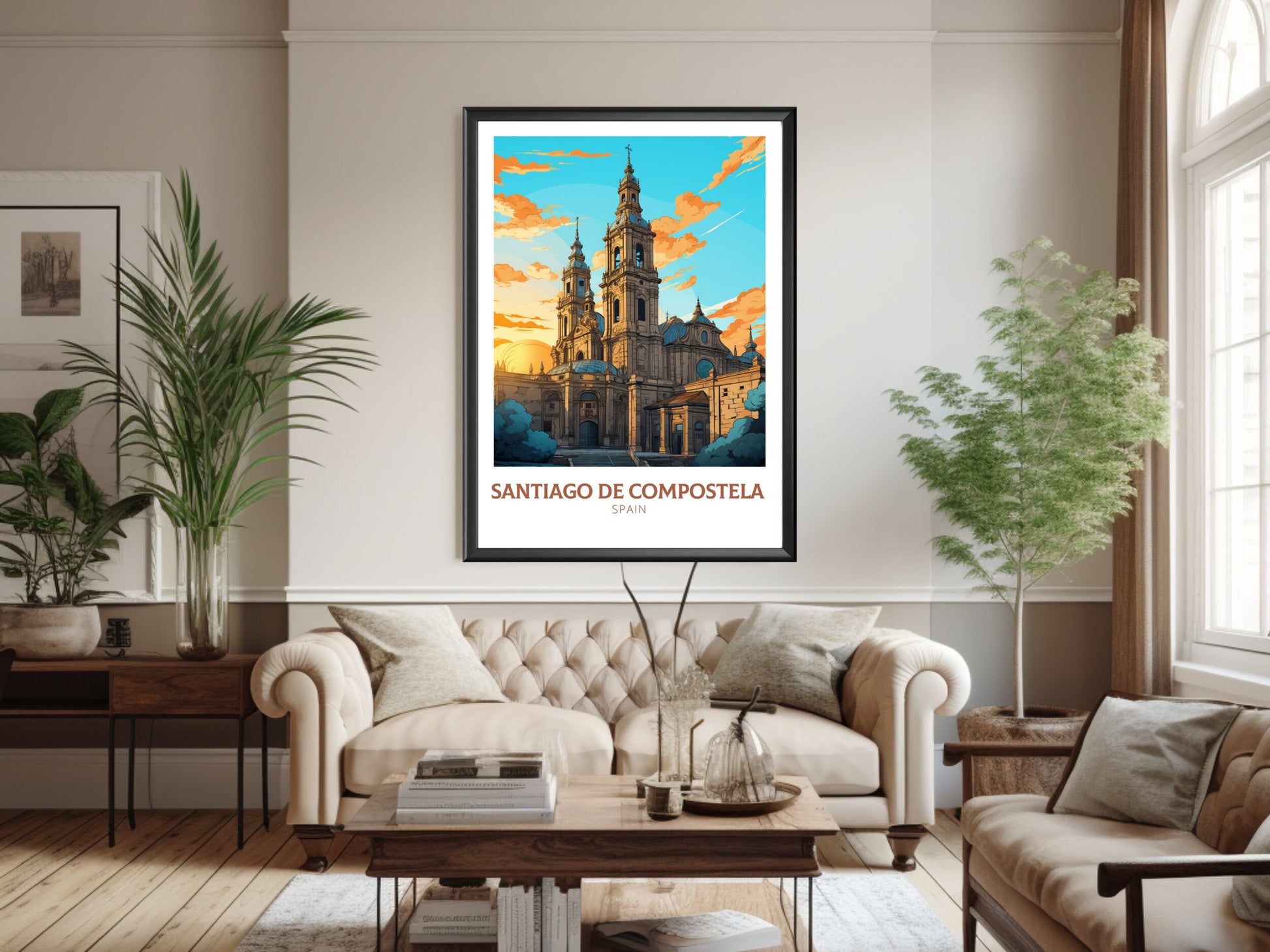 Santiago de Compostela Poster | Santiago de Compostela pilgrimage | Compostela Cathedral | Spain Poster | Compostela Spain Painting | ID 627