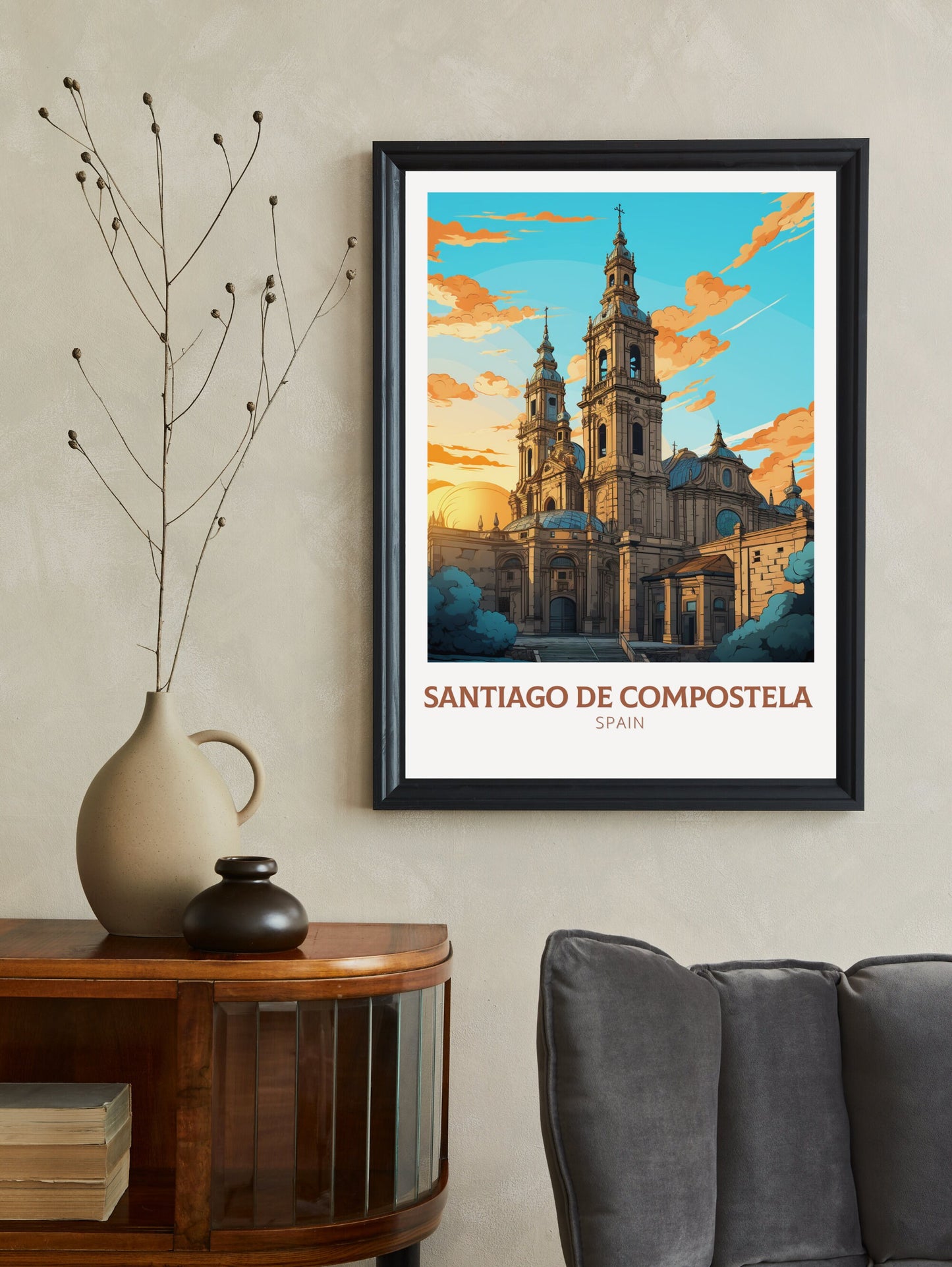 Santiago de Compostela Poster | Santiago de Compostela pilgrimage | Compostela Cathedral | Spain Poster | Compostela Spain Painting | ID 627