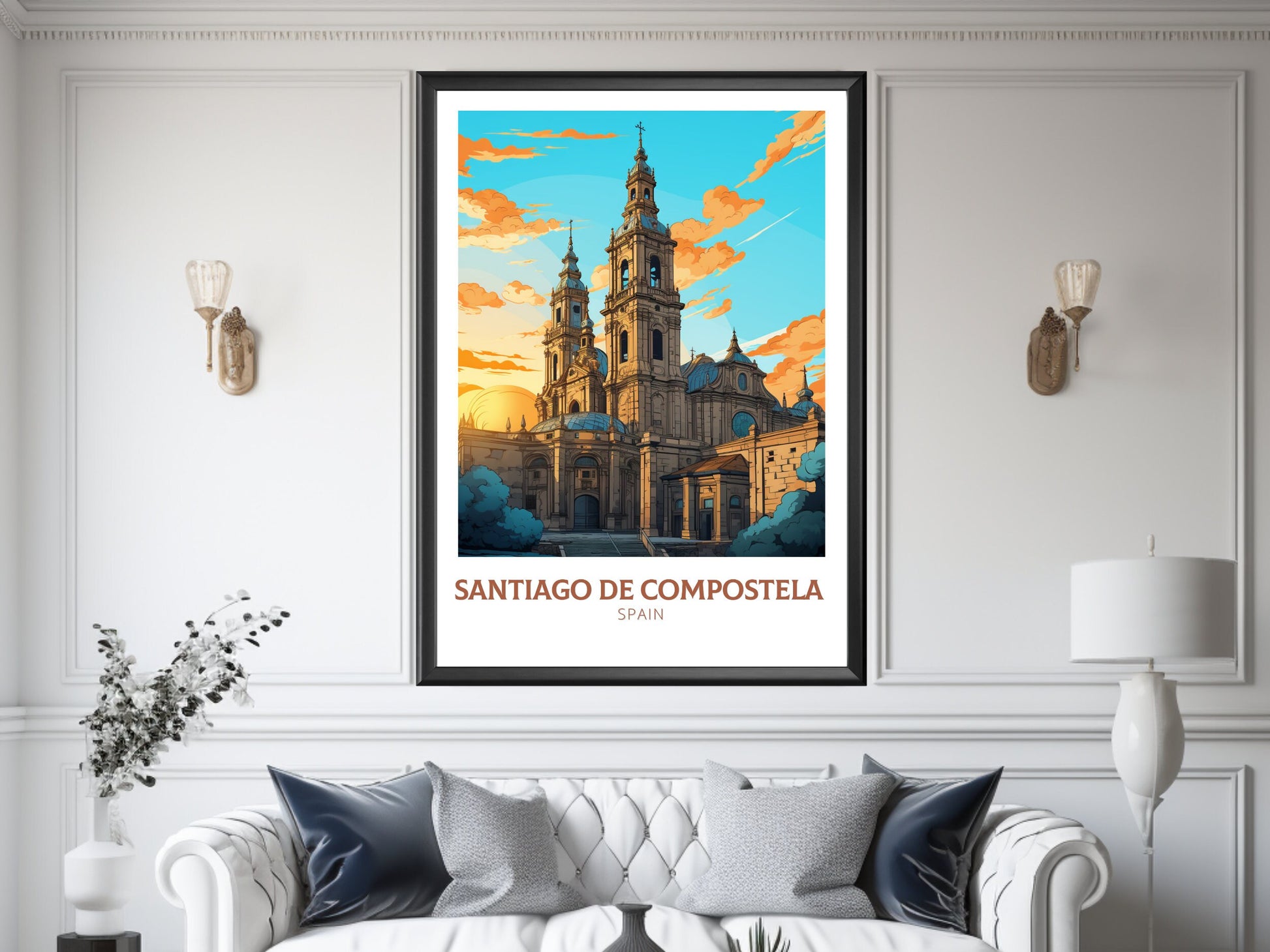 Santiago de Compostela Poster | Santiago de Compostela pilgrimage | Compostela Cathedral | Spain Poster | Compostela Spain Painting | ID 627