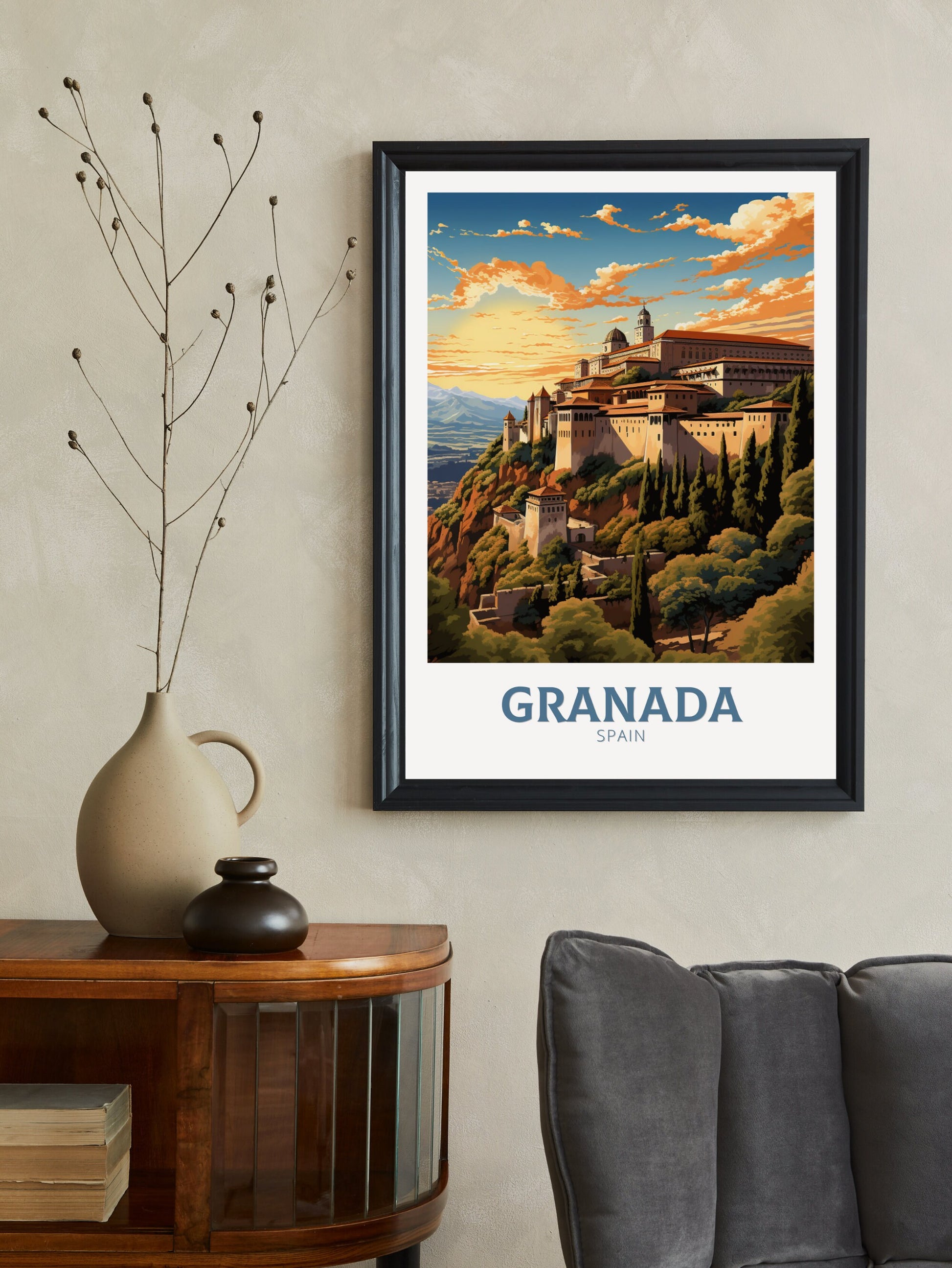 Granada Poster | Granada Travel Print | Granada Illustration | Granada Wall Art | Spain Poster | Granada Spain Painting | Granada Art ID 628