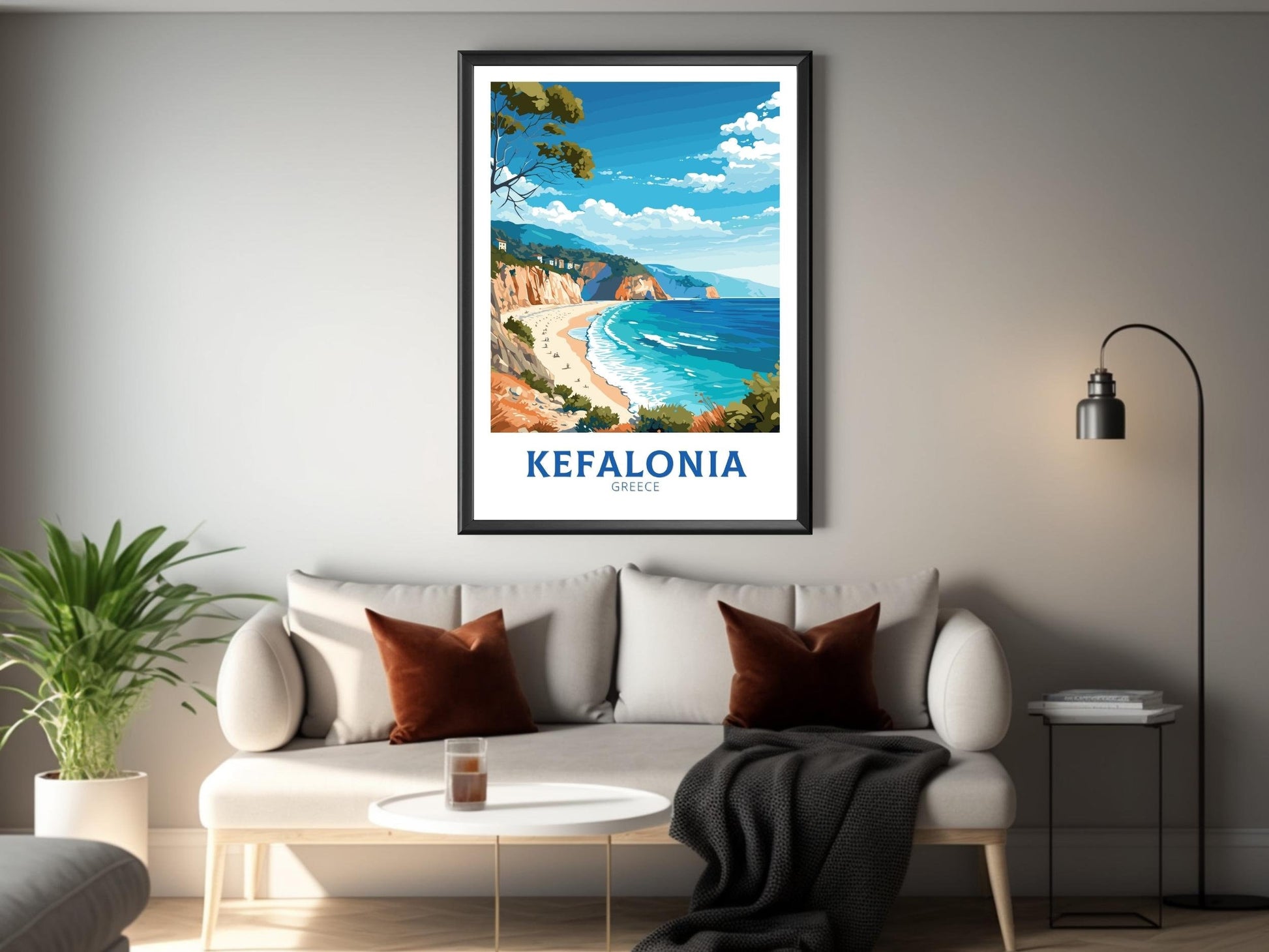 Kefalonia Travel Poster | Kefalonia Print | Illustration | Greece Print | Greece Home Décor | Kefalonia Art | Greece poster | ID 585