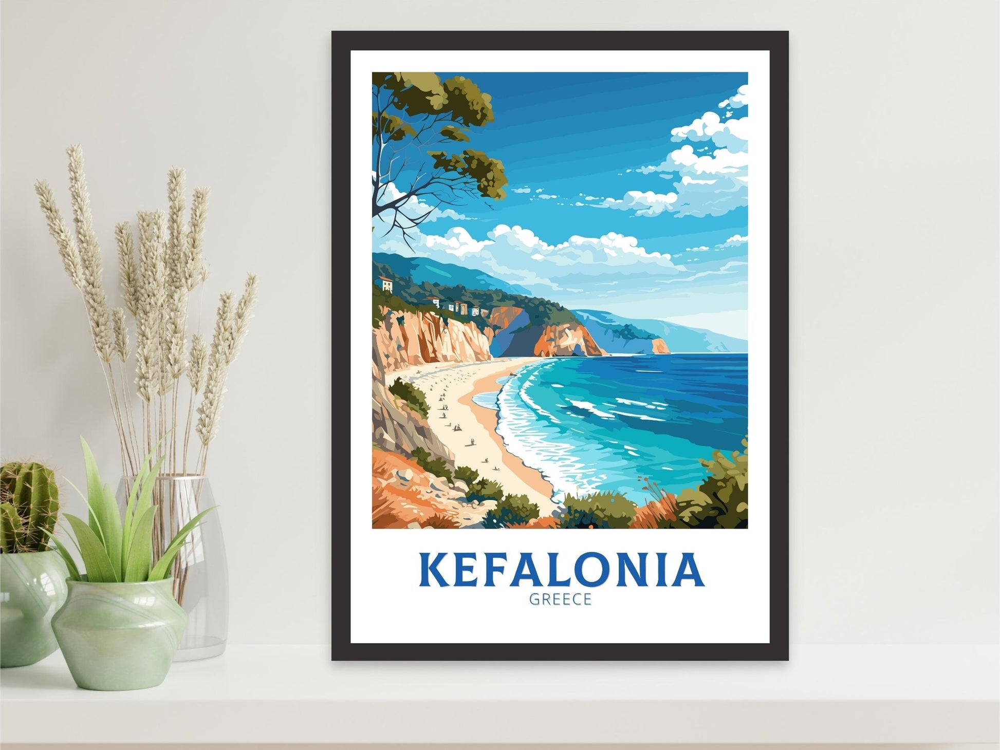 Kefalonia Travel Poster | Kefalonia Print | Illustration | Greece Print | Greece Home Décor | Kefalonia Art | Greece poster | ID 585