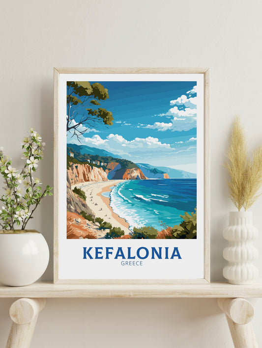Kefalonia Travel Poster | Kefalonia Print | Illustration | Greece Print | Greece Home Décor | Kefalonia Art | Greece poster | ID 585
