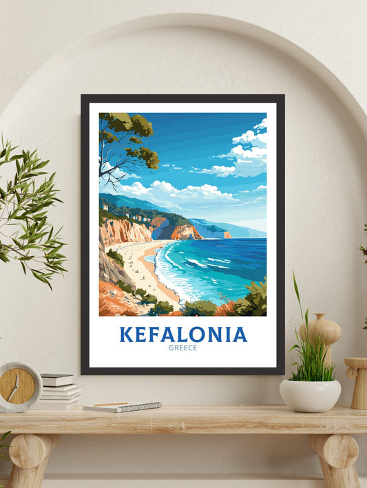 Kefalonia Travel Poster | Kefalonia Print | Illustration | Greece Print | Greece Home Décor | Kefalonia Art | Greece poster | ID 585