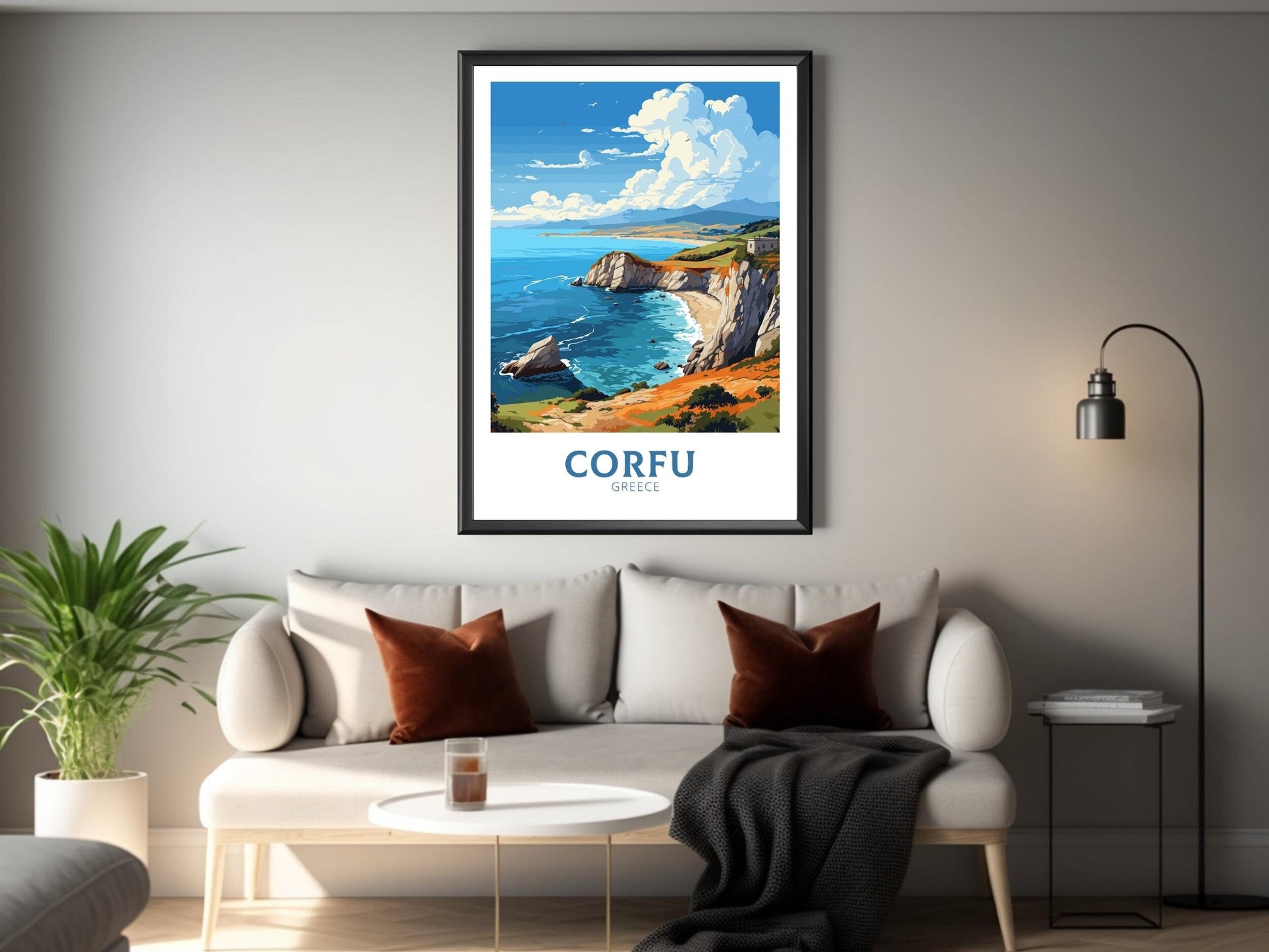 Corfu Travel Poster | Corfu Print | Illustration | Greece Print | Greece Home Décor | Corfu Art | Greek poster | Corfu Island | ID 583