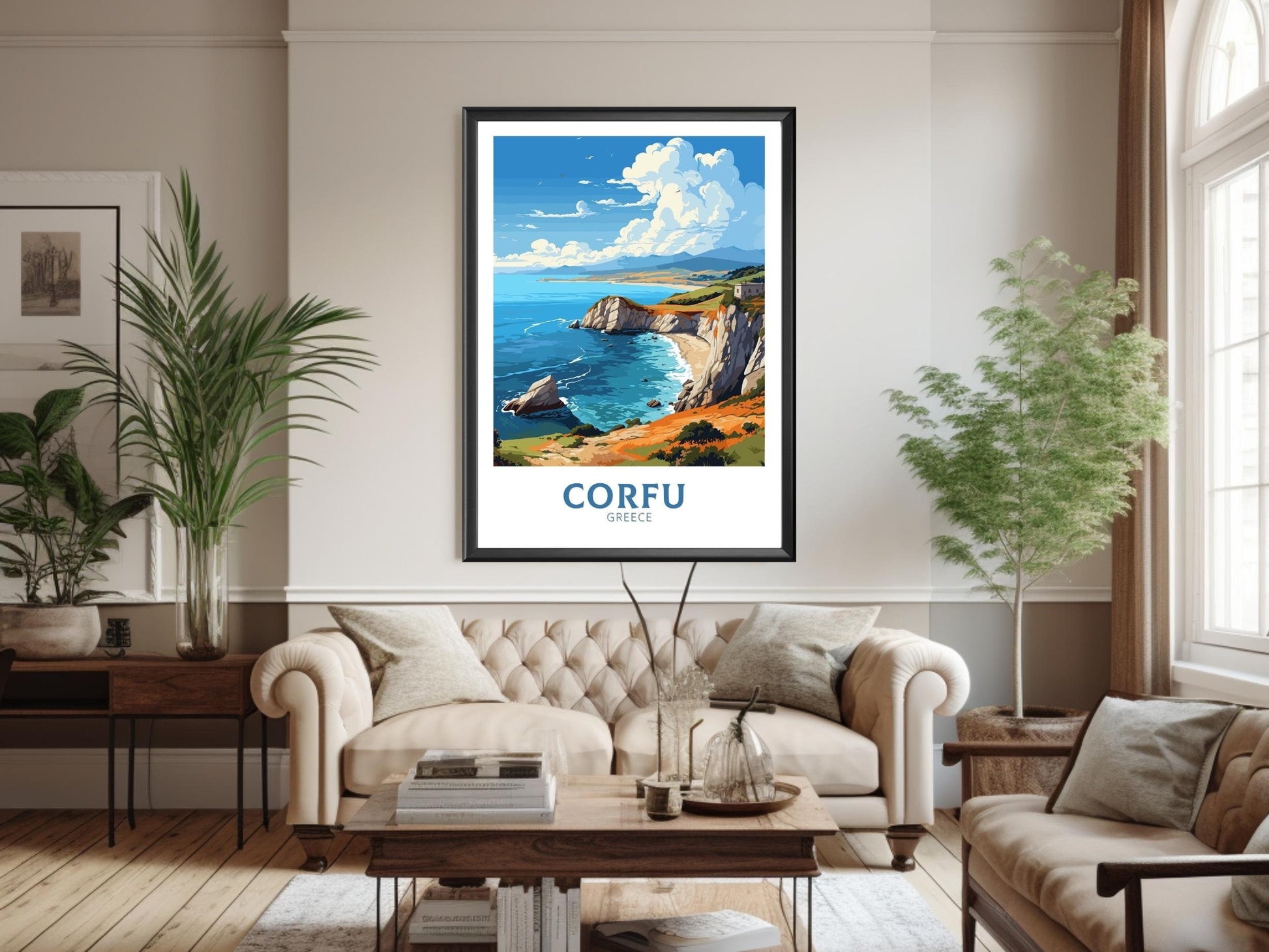 Corfu Travel Poster | Corfu Print | Illustration | Greece Print | Greece Home Décor | Corfu Art | Greek poster | Corfu Island | ID 583