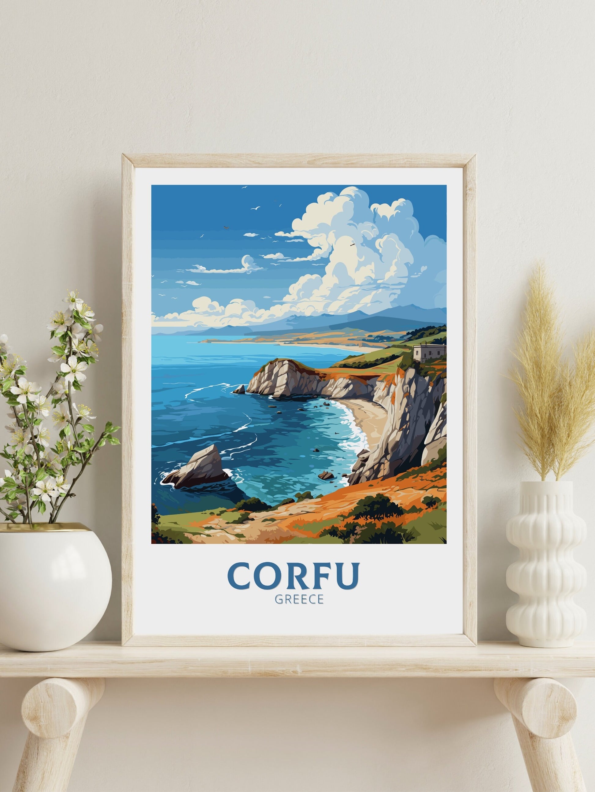 Corfu Travel Poster | Corfu Print | Illustration | Greece Print | Greece Home Décor | Corfu Art | Greek poster | Corfu Island | ID 583