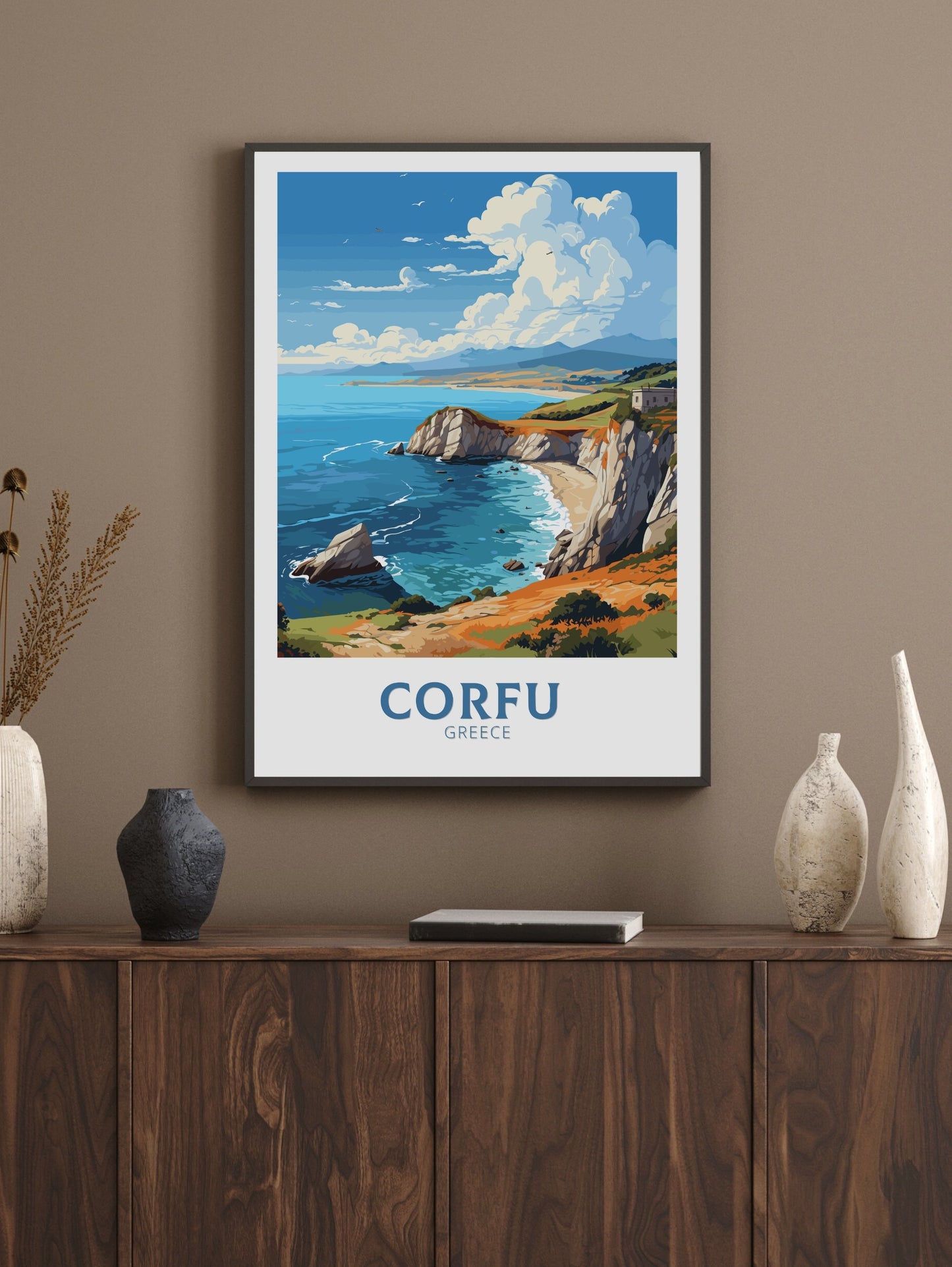 Corfu Travel Poster | Corfu Print | Illustration | Greece Print | Greece Home Décor | Corfu Art | Greek poster | Corfu Island | ID 583