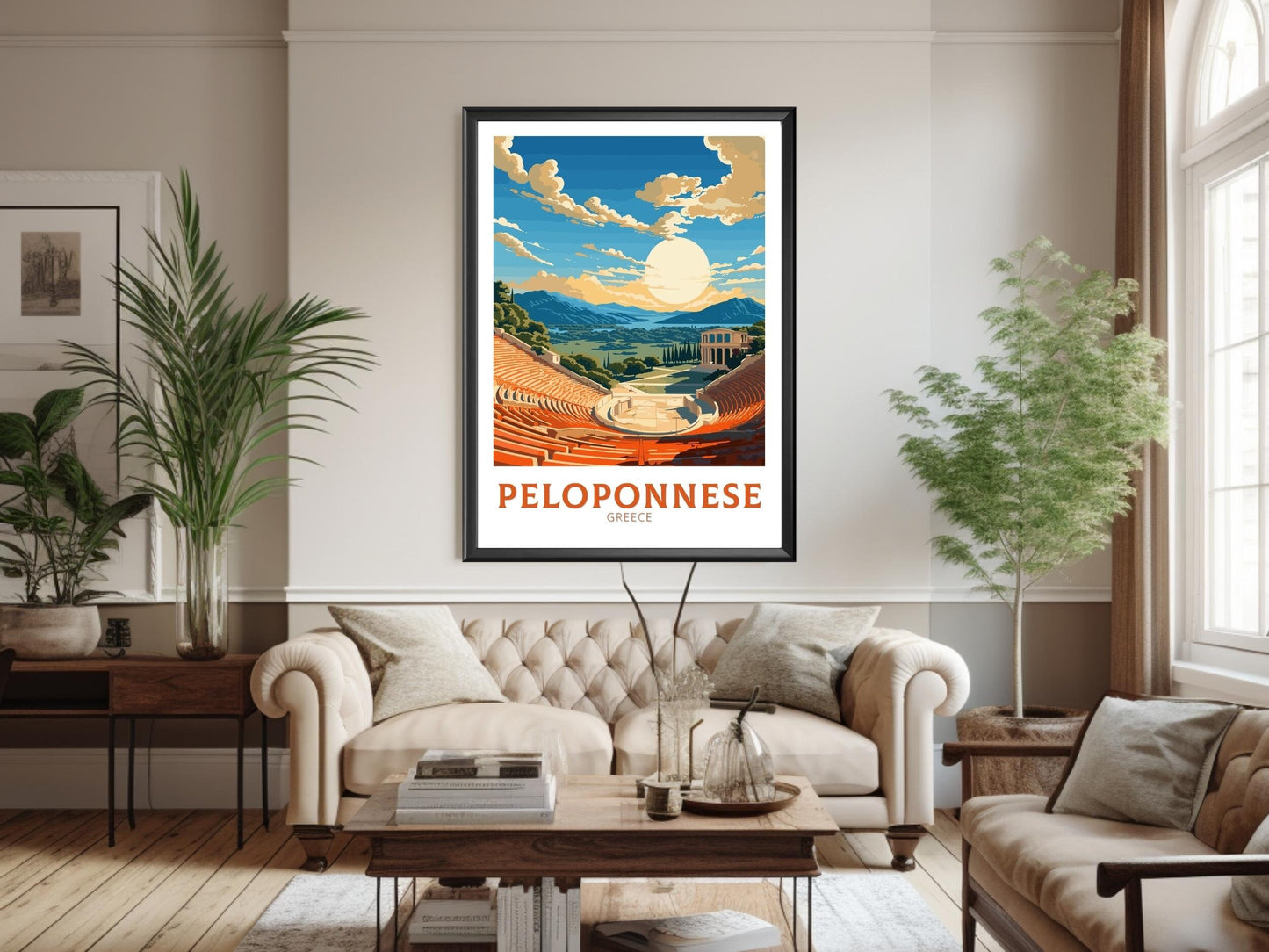 Peloponnese Print | Peloponnese Travel Poster | Illustration | Greece Print | Greece Home Décor | Peloponnese Art | Epidaurus Theatre ID 591