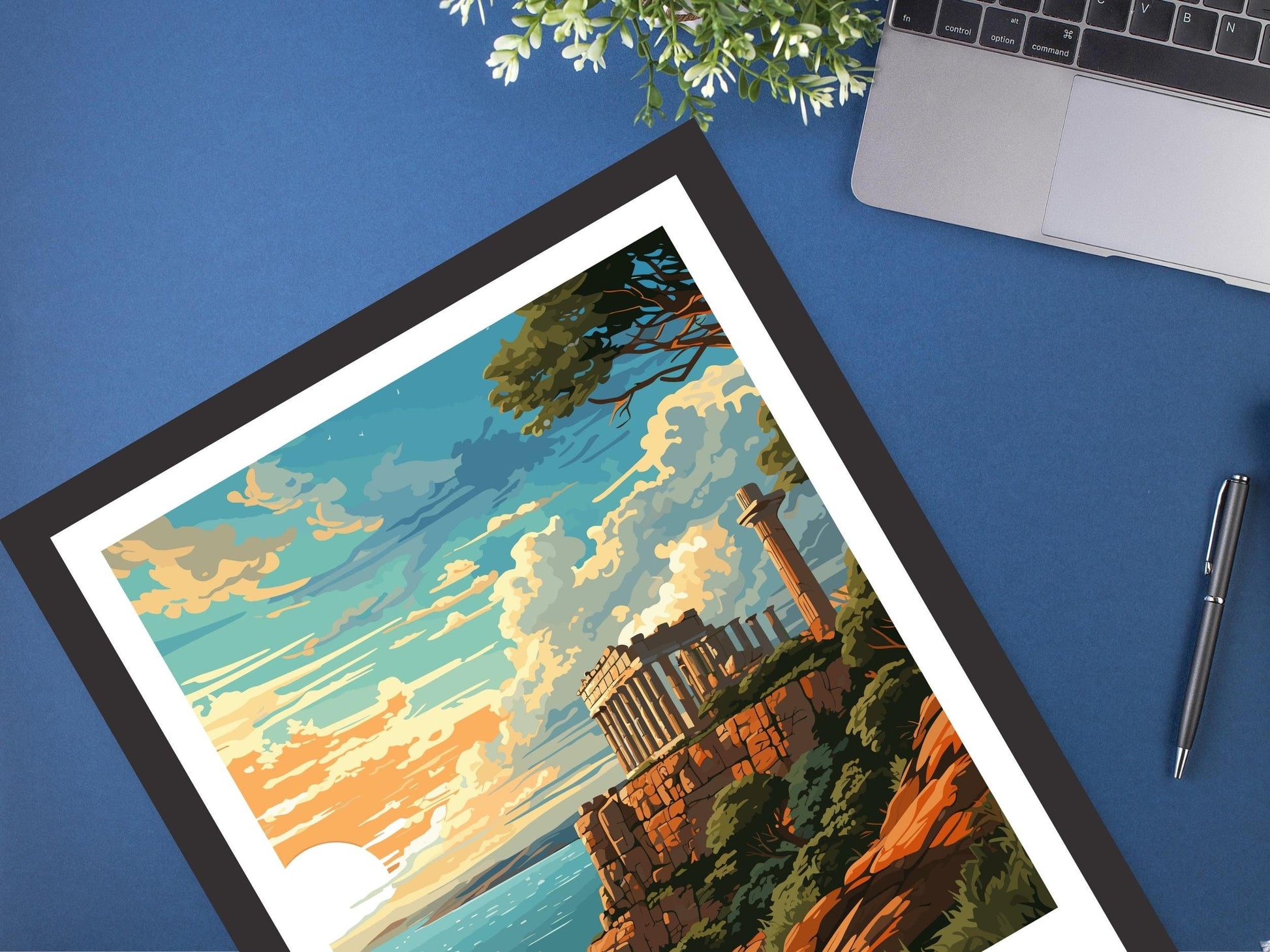 Attica Travel Poster | Attica Print | Illustration | Greece Print | Greece Home Décor | Attica Art | Greek poster | Cape Sounion | ID 581