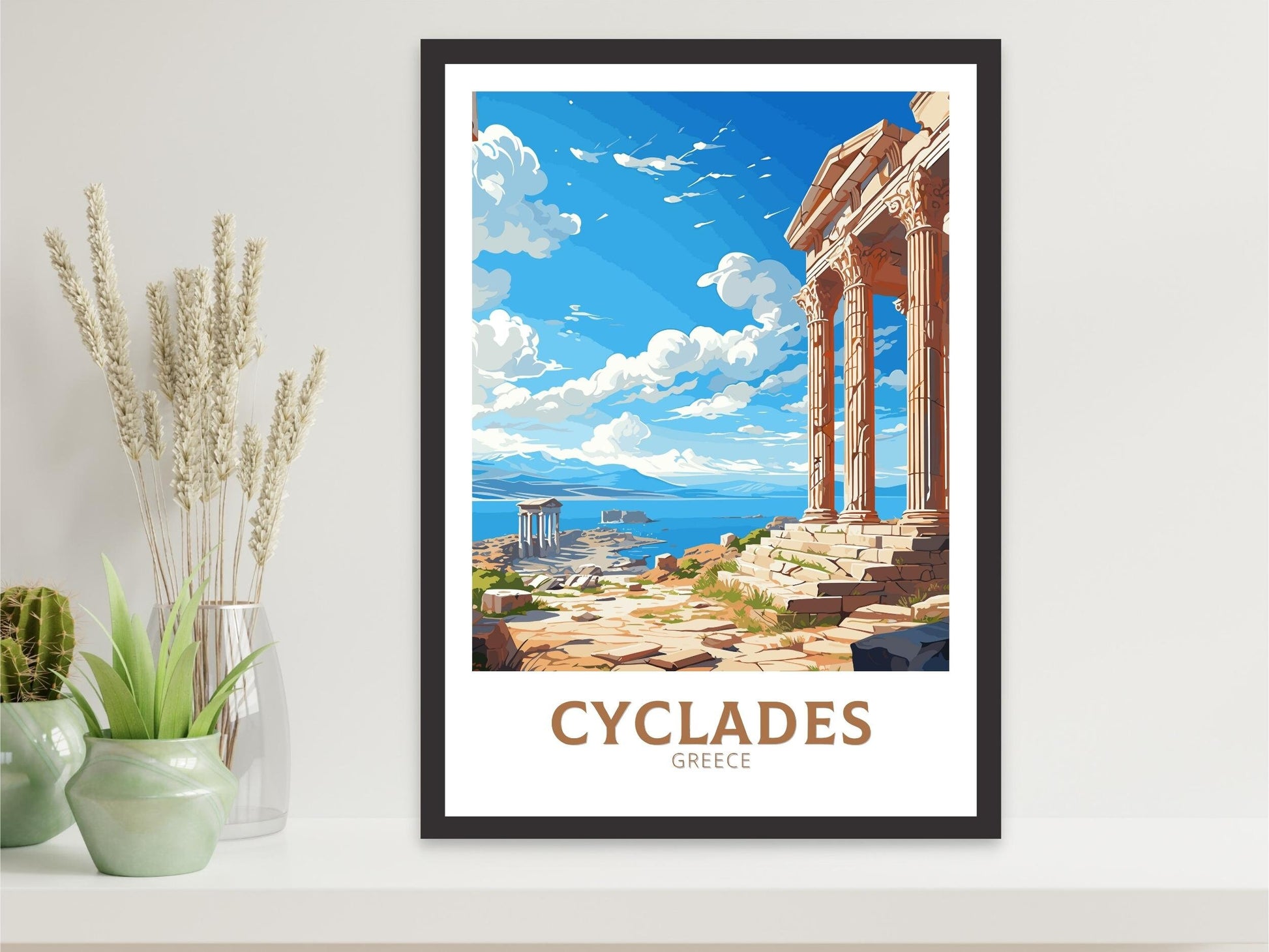 Cyclades Travel Poster | Cyclades Print | Illustration | Greece Print | Greece Home Décor | Cyclades Art | Epidaurus Theatre ID 593