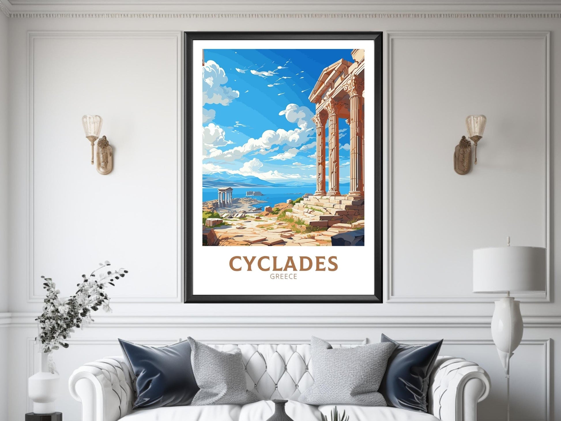 Cyclades Travel Poster | Cyclades Print | Illustration | Greece Print | Greece Home Décor | Cyclades Art | Epidaurus Theatre ID 593