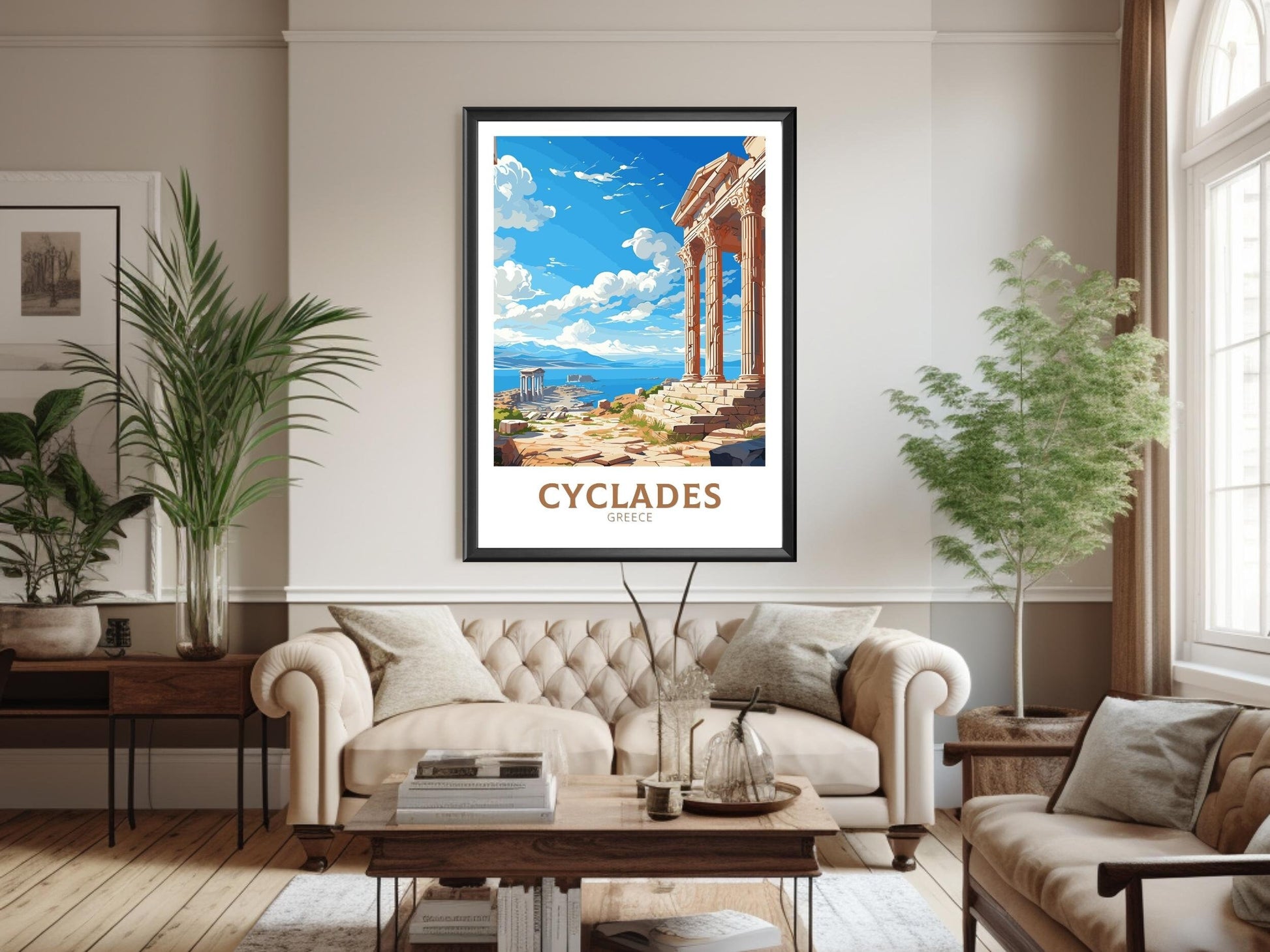 Cyclades Travel Poster | Cyclades Print | Illustration | Greece Print | Greece Home Décor | Cyclades Art | Epidaurus Theatre ID 593