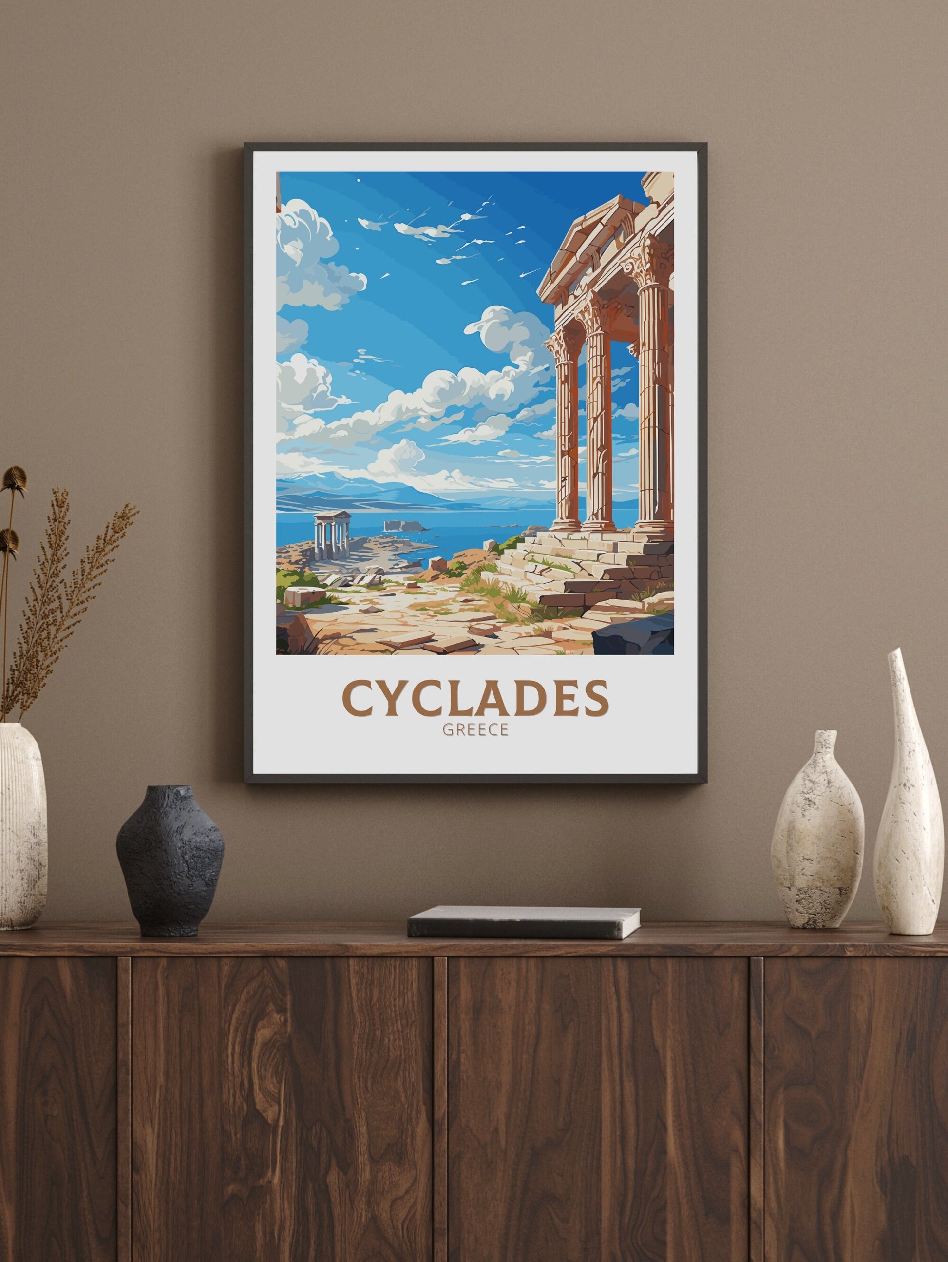 Cyclades Travel Poster | Cyclades Print | Illustration | Greece Print | Greece Home Décor | Cyclades Art | Epidaurus Theatre ID 593