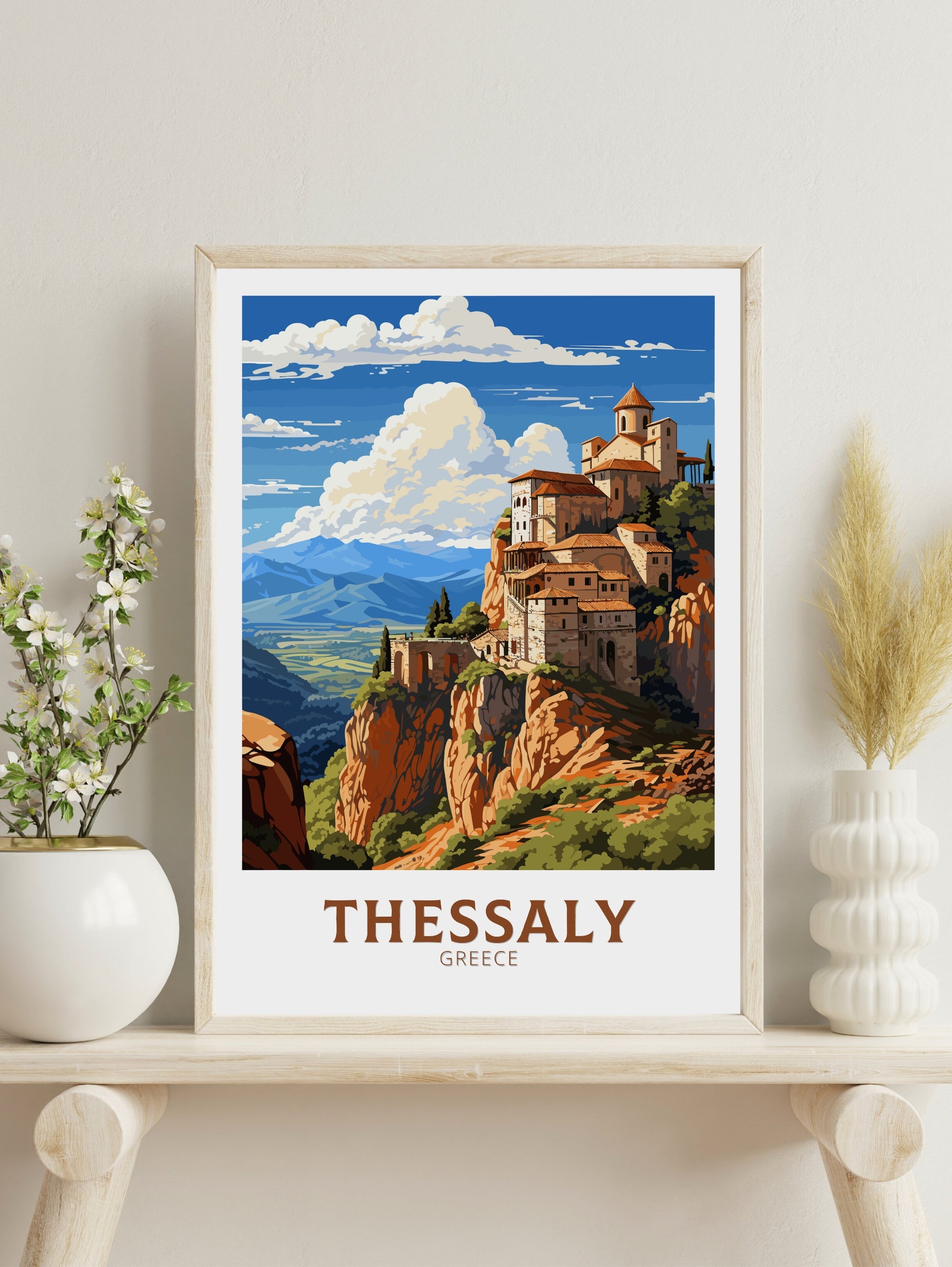 Thessaly Travel Poster | Thessaly Print | Thessaly Illustration | Greece Print | Greece Home Décor | Thessaly Art | Greece poster ID 589