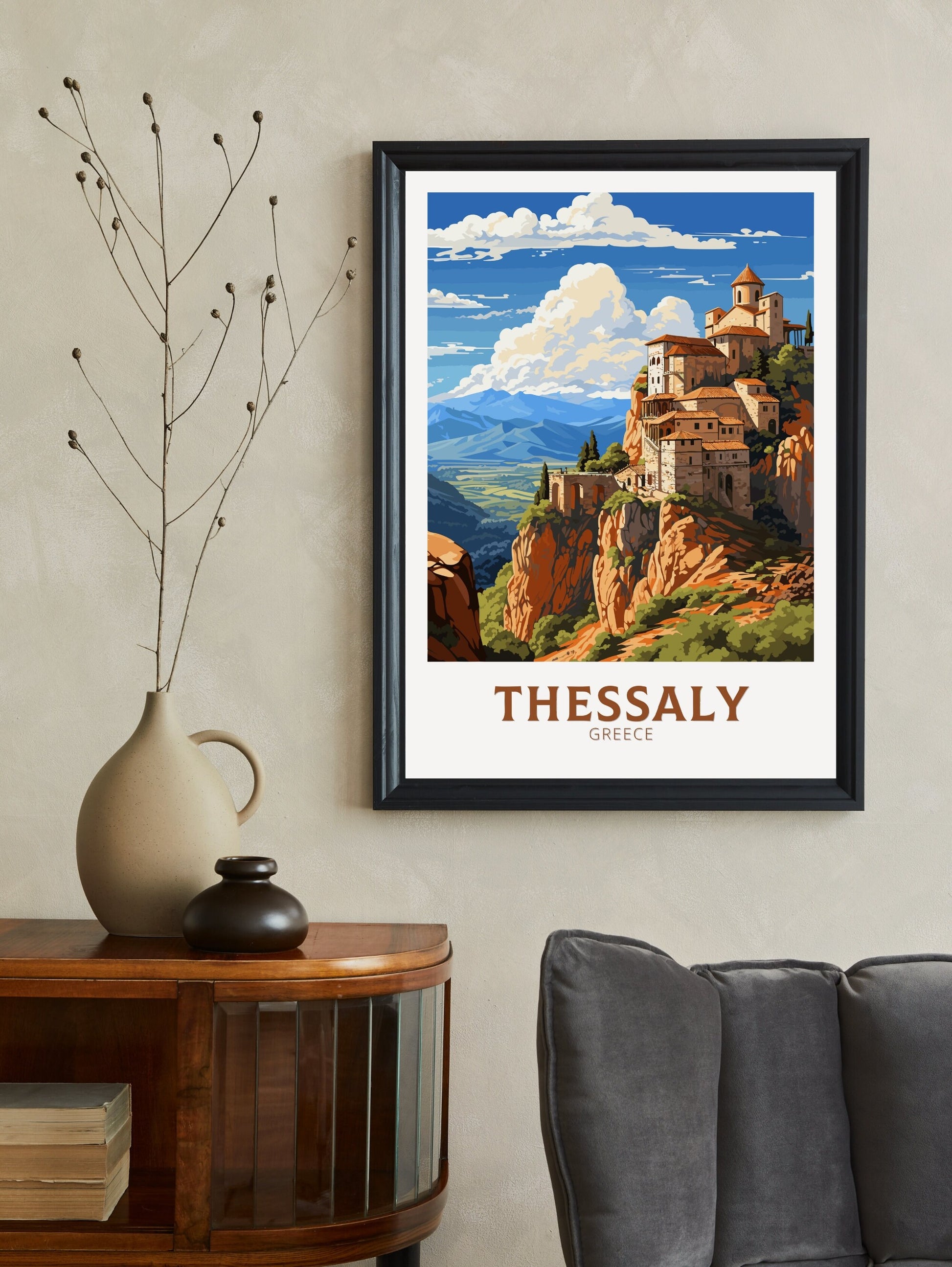 Thessaly Travel Poster | Thessaly Print | Thessaly Illustration | Greece Print | Greece Home Décor | Thessaly Art | Greece poster ID 589