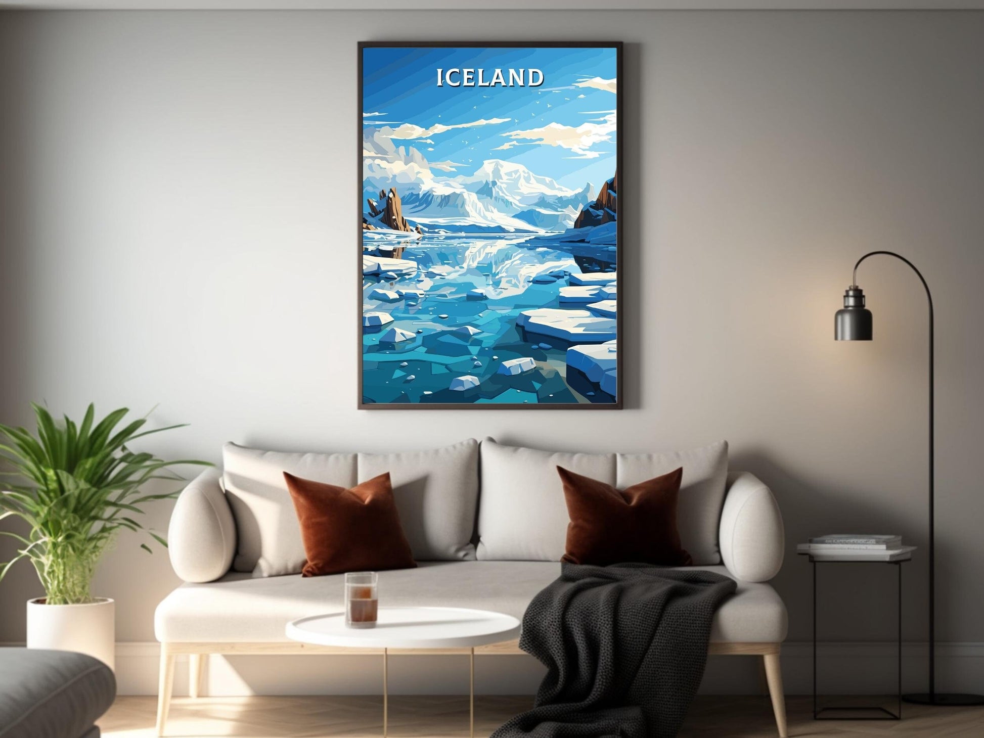 Iceland Travel Poster | Iceland Illustration | Iceland Wall Art | Iceland Poster | Iceland Home Décor | Jökulsárlón Glacier Lagoon | ID 596