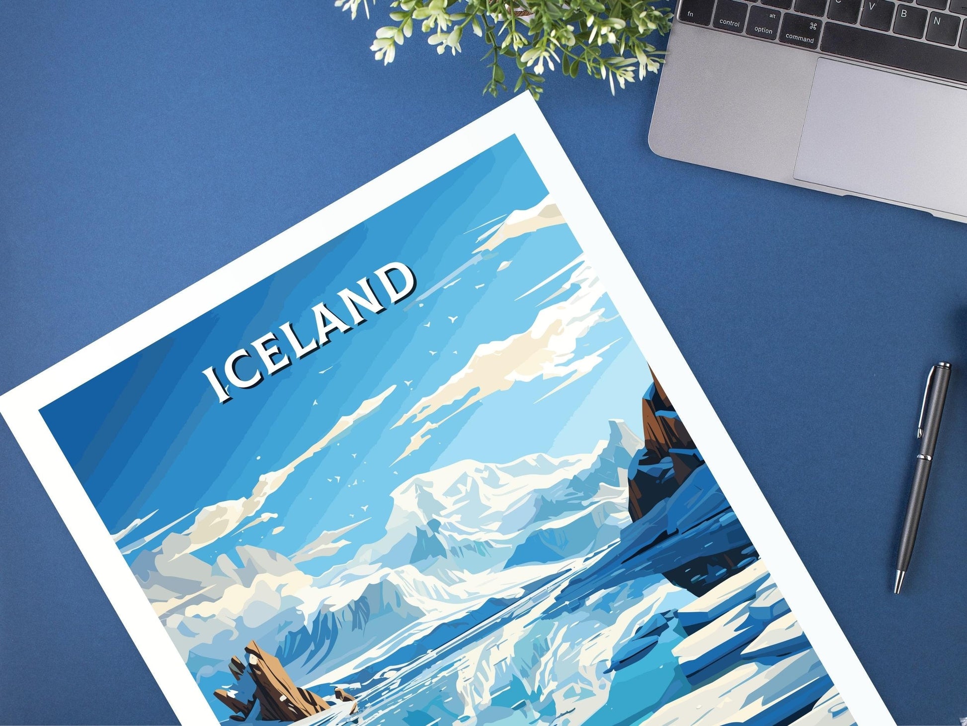 Iceland Travel Poster | Iceland Illustration | Iceland Wall Art | Iceland Poster | Iceland Home Décor | Jökulsárlón Glacier Lagoon | ID 596