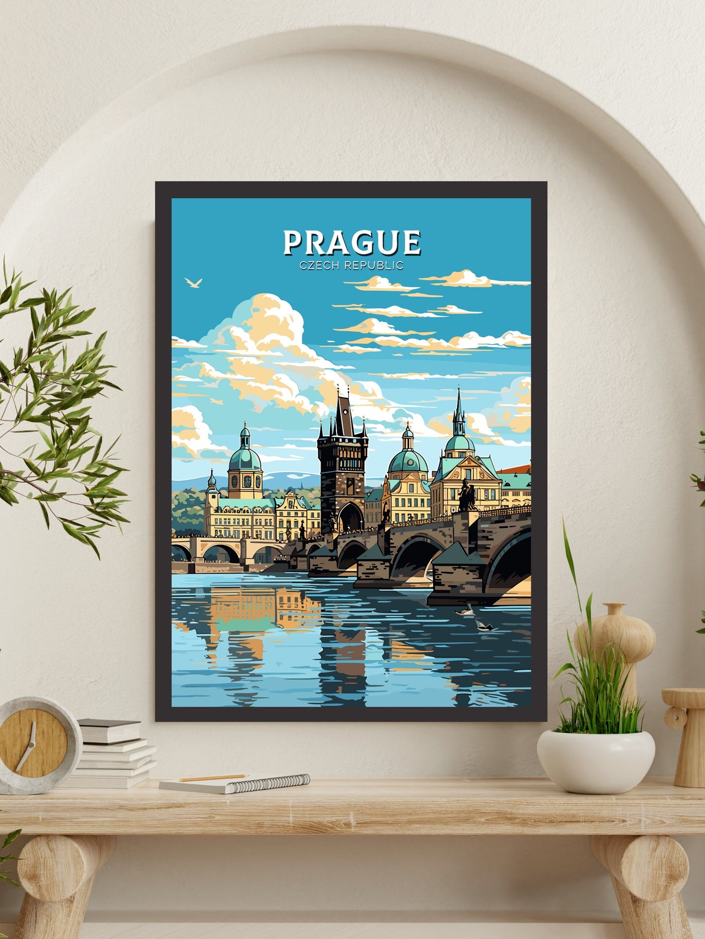 Prague Travel Print | Prague Illustration | Prague Art | Czech Republic Print | Prague Home Decor | Prague Poster | Charles Bridge | ID 598