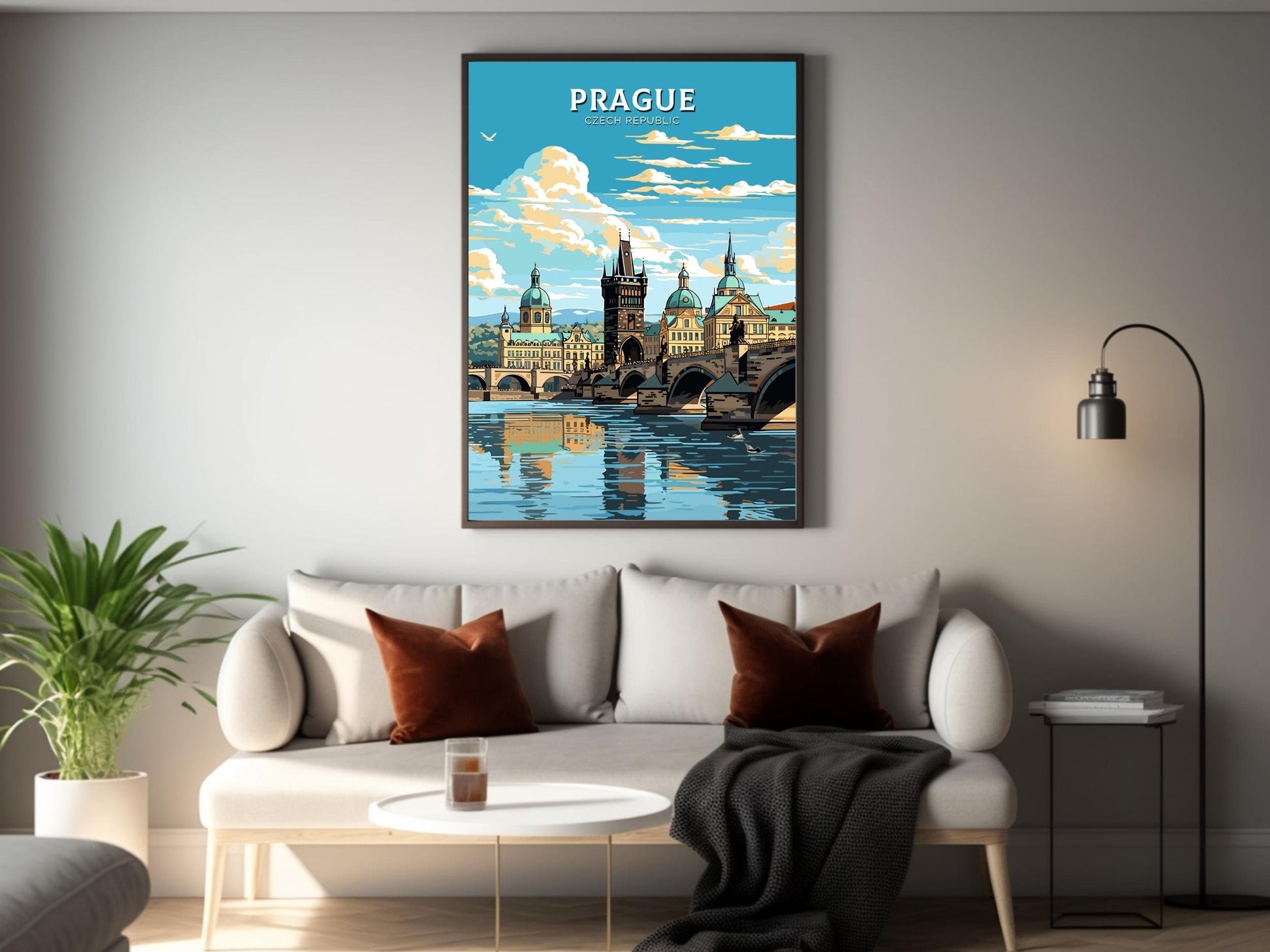 Prague Travel Print | Prague Illustration | Prague Art | Czech Republic Print | Prague Home Decor | Prague Poster | Charles Bridge | ID 598